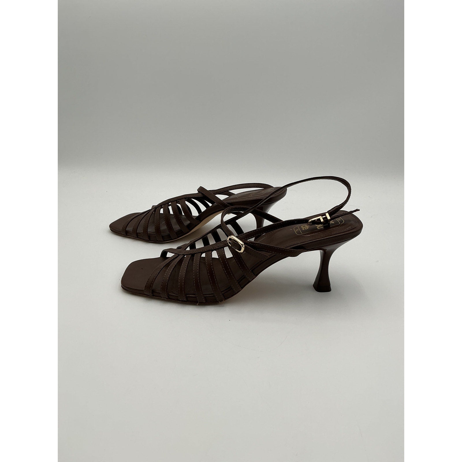 Larroude 'Leandra' Brown Leather Sandals Size 9