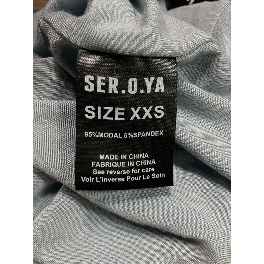 Ser.O.Ya 'Artemis' Blue Long Sleeve Cotton Chest Cut Out Off Shoulder Top Size XXS