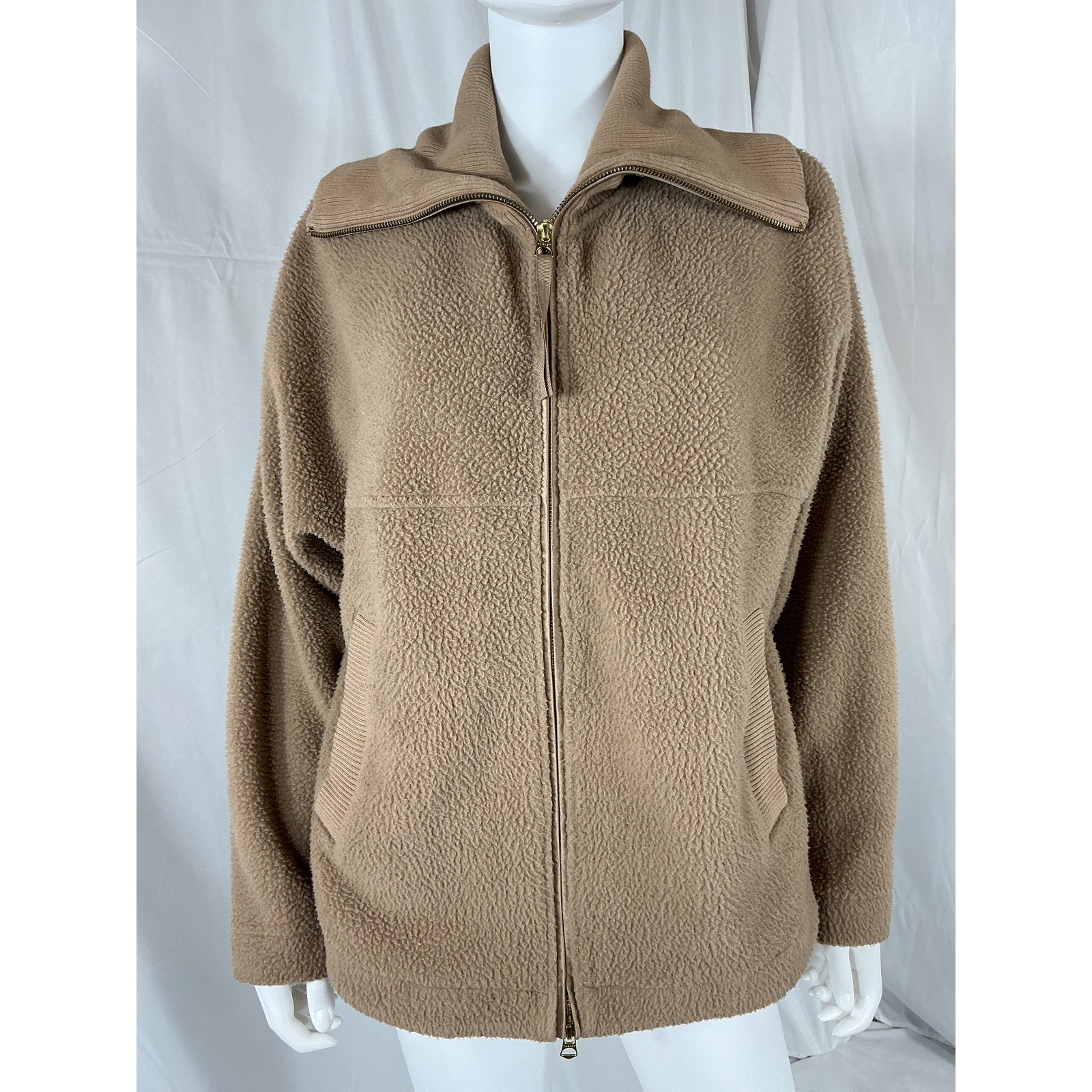 Varley 'Olivia' Brown Polyester Fleece Zip-Front Jacket Size S