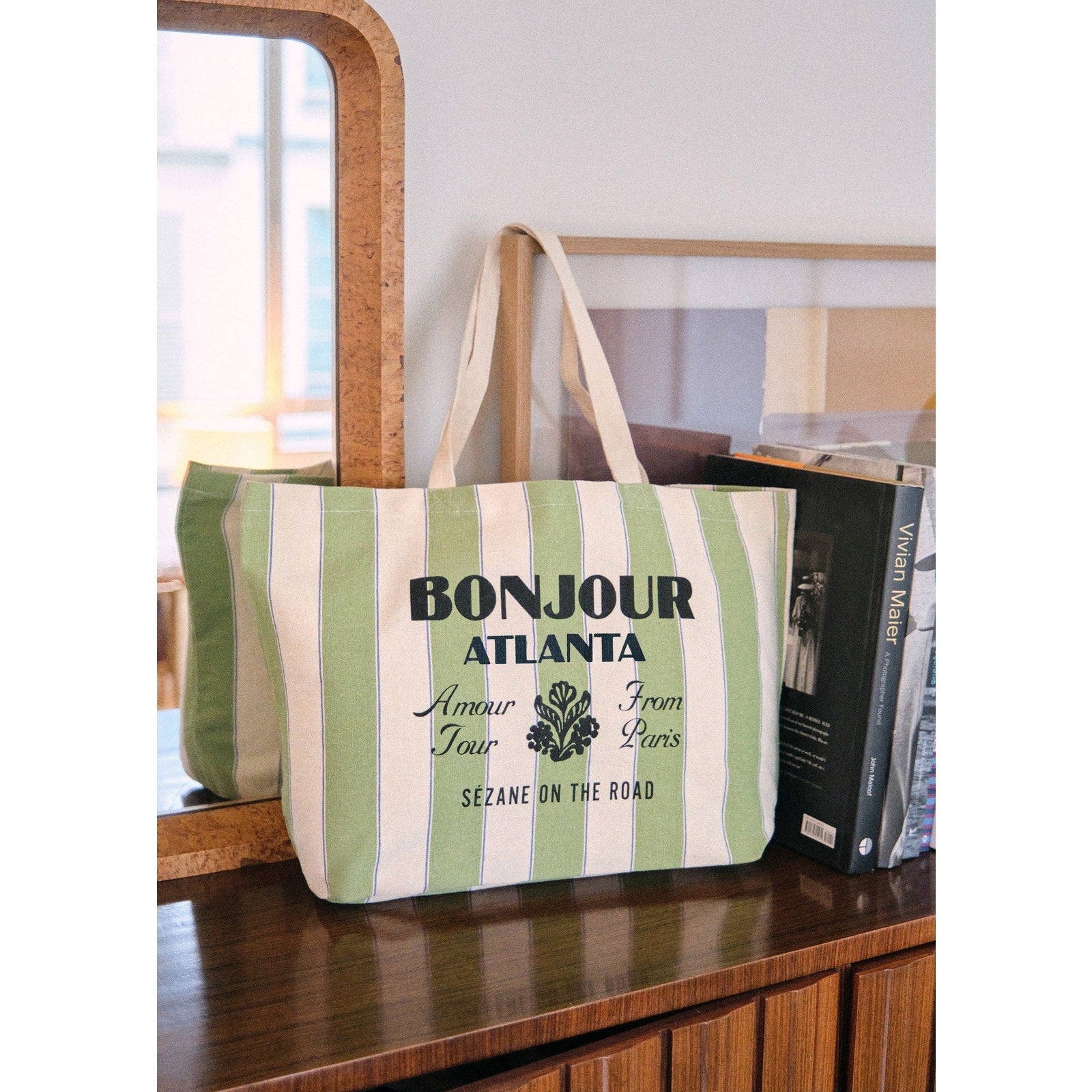 S�zane 'Bonjour' Green Tote Bag
