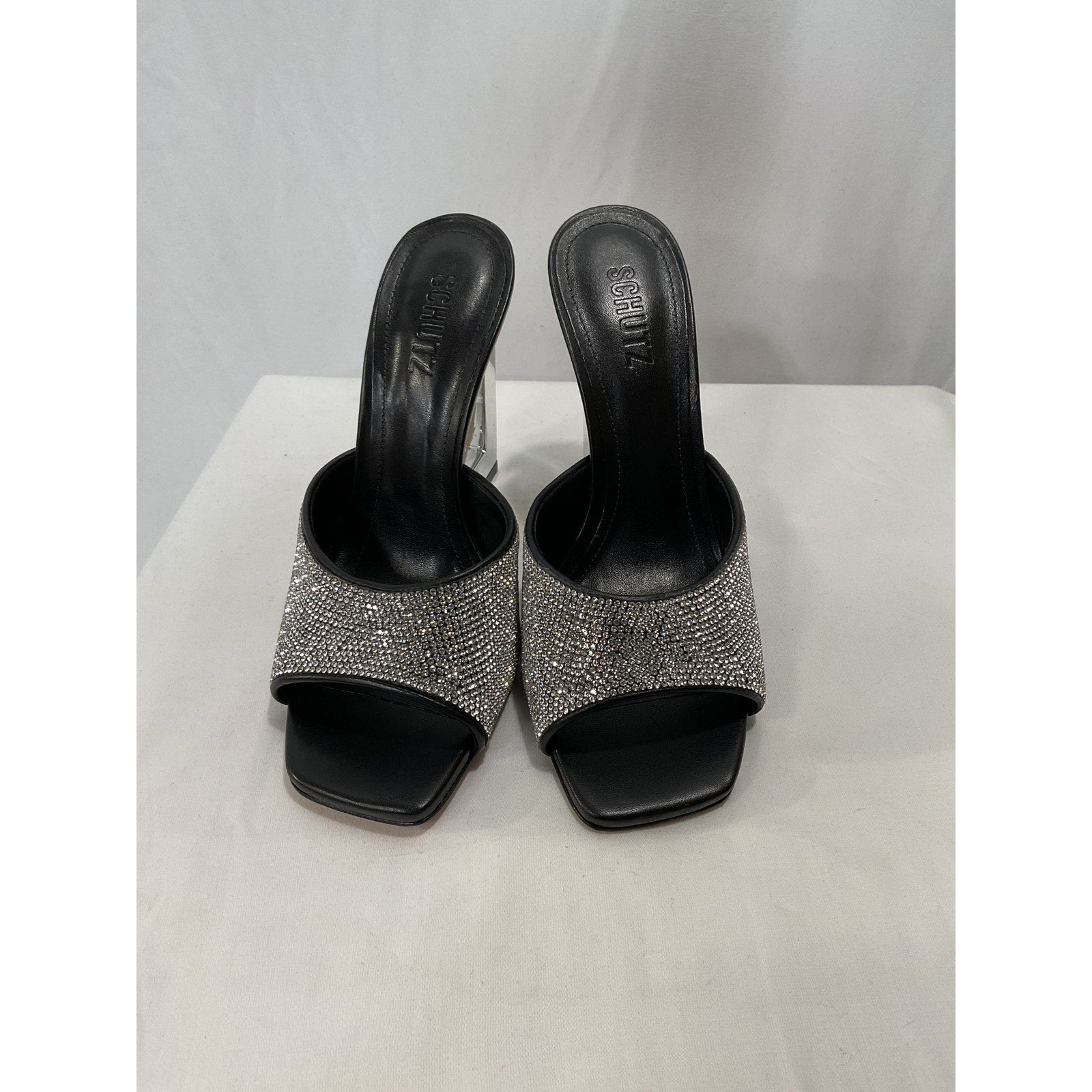 Schutz 'Boris' White Crystal Embellished Sandal Size 8
