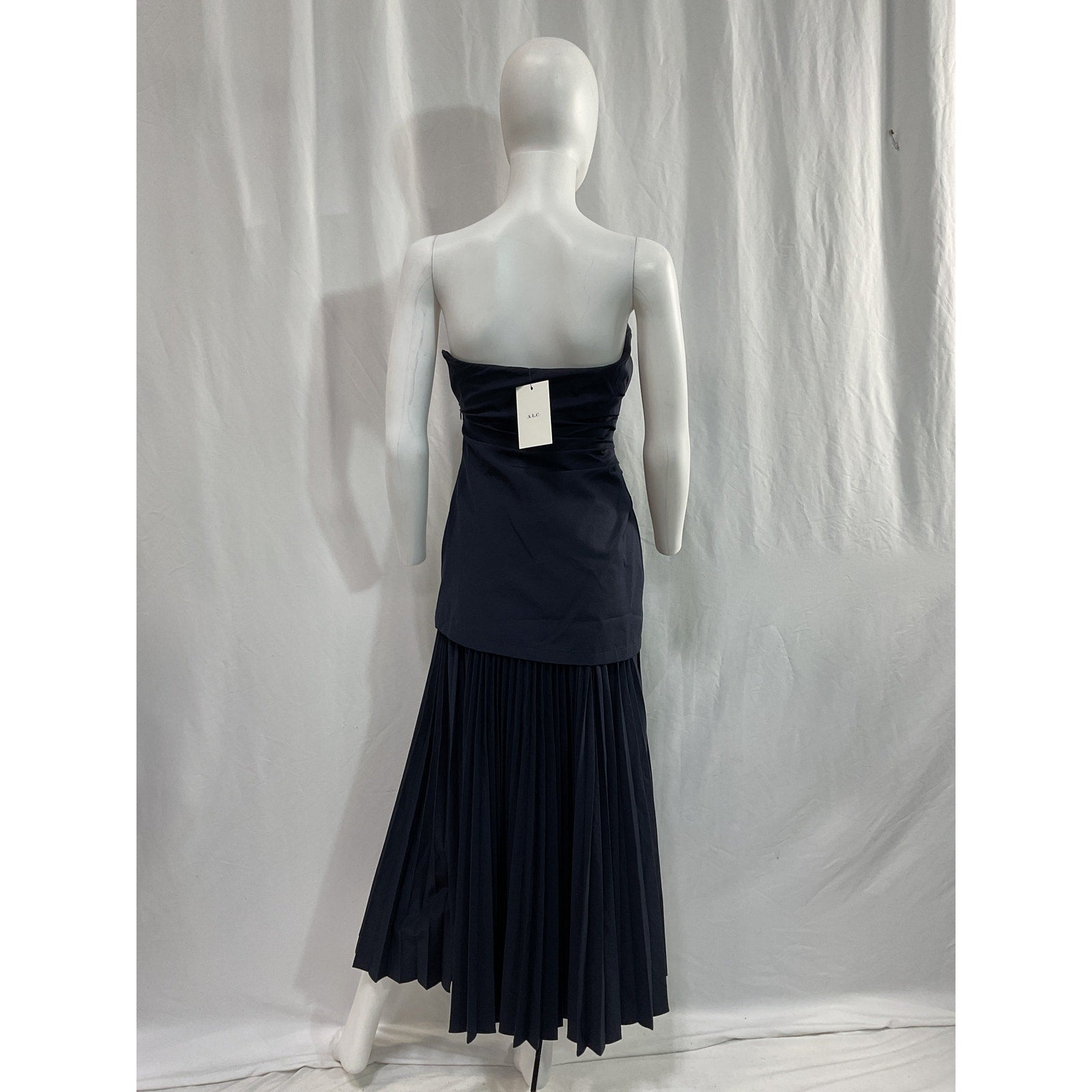 A.L.C. 'Austin' Navy Strapless Drop-Waist Poly Cotton Bend Maxi Dress Size 0 - NWT
