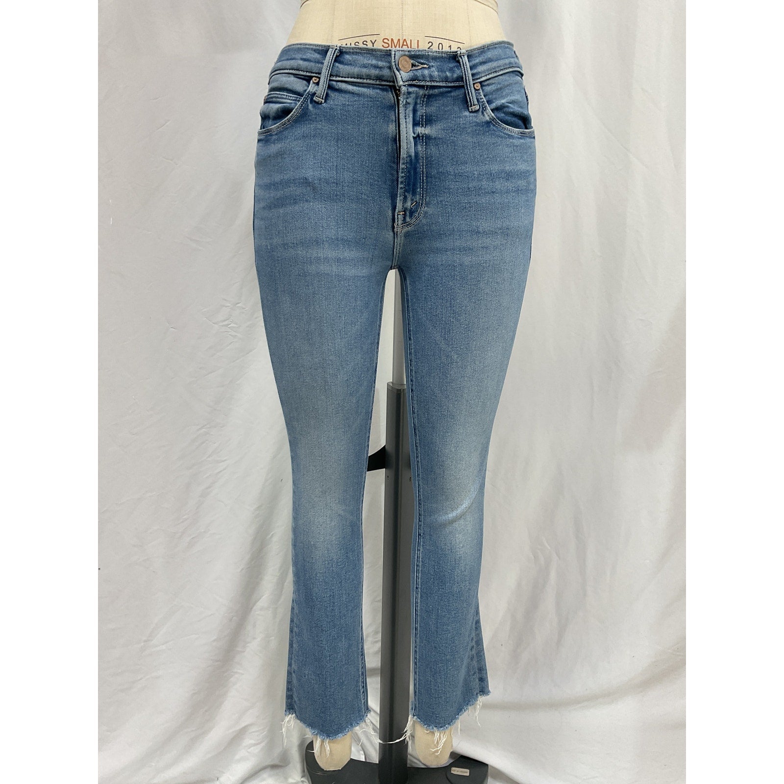 Mother 'Mid Rise' Blue Dazzler Ankle Fray Denim Jean Size 25