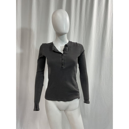 Nili Lotan 'Jordan' Black Henley Tee Size XS