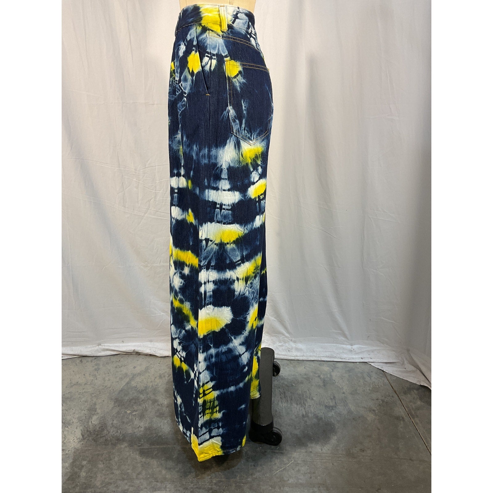 Alanui Moonrise 'Tie-Dyed' Blue High-Rise Wide-Leg Denim Jeans Size 27