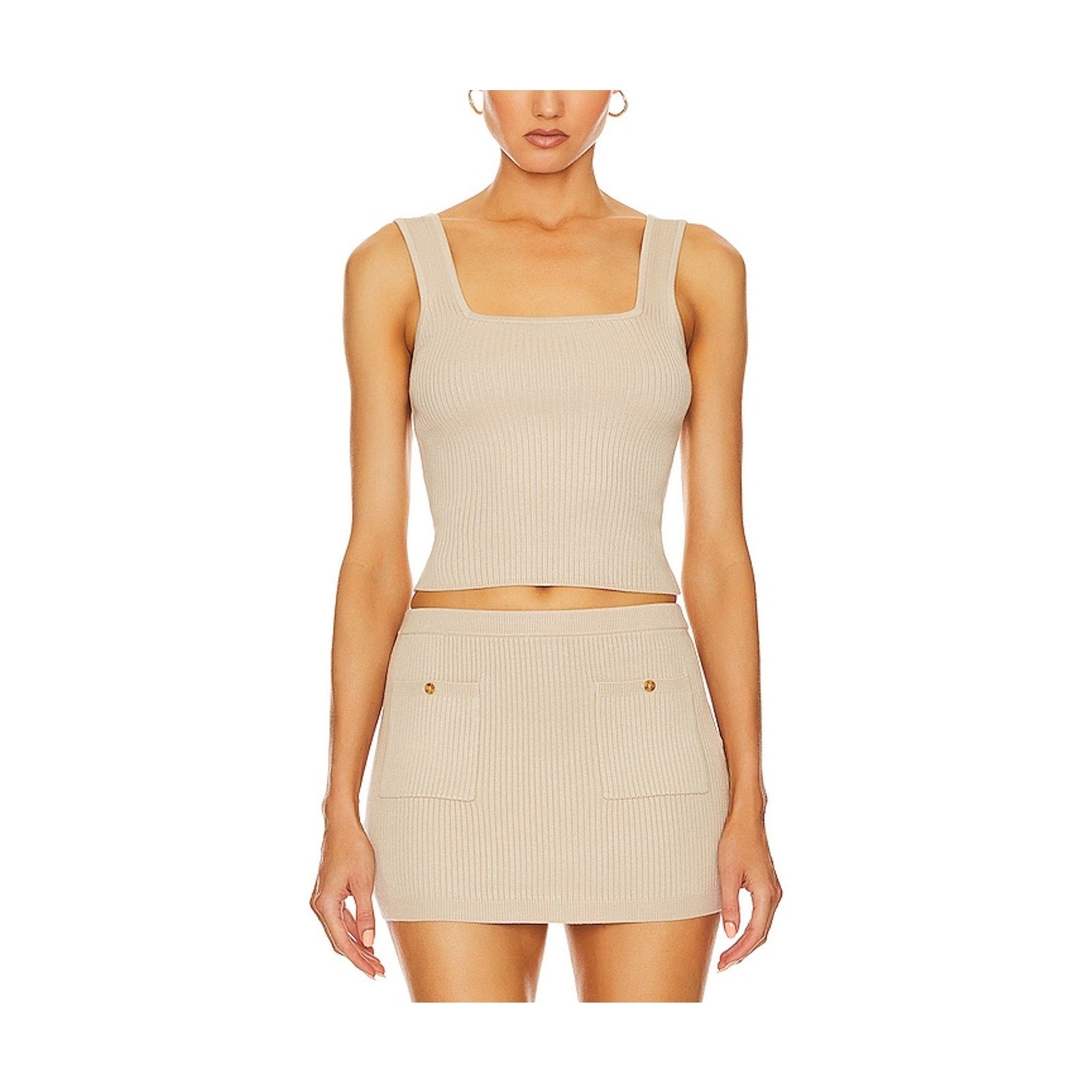 Helsa 'Halden' Beige Viscose Square Neck Tank Size M