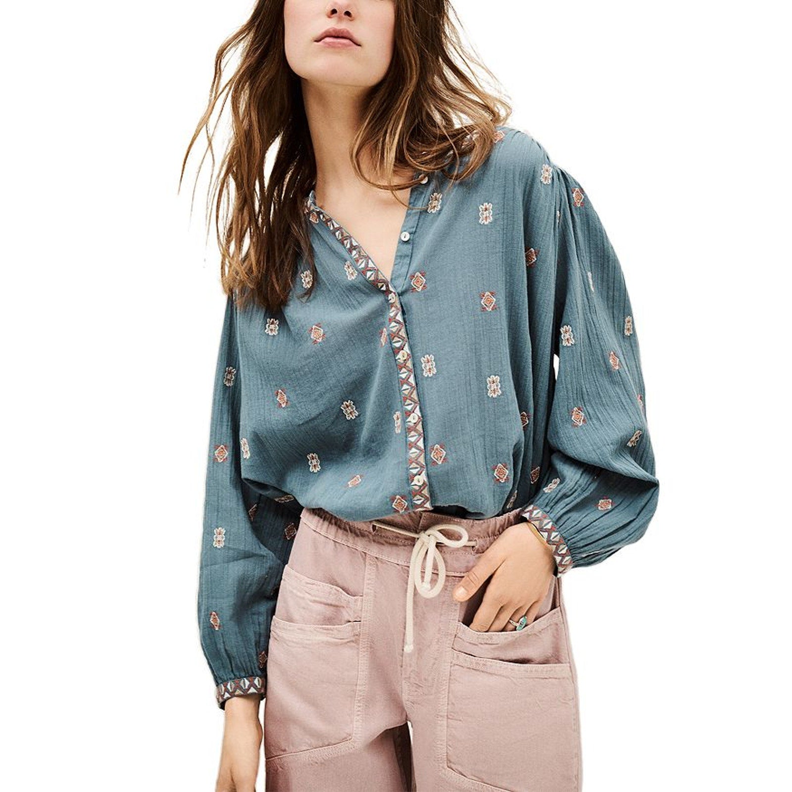 Ba&Sh 'Daphne' Blue Cotton Top Size S