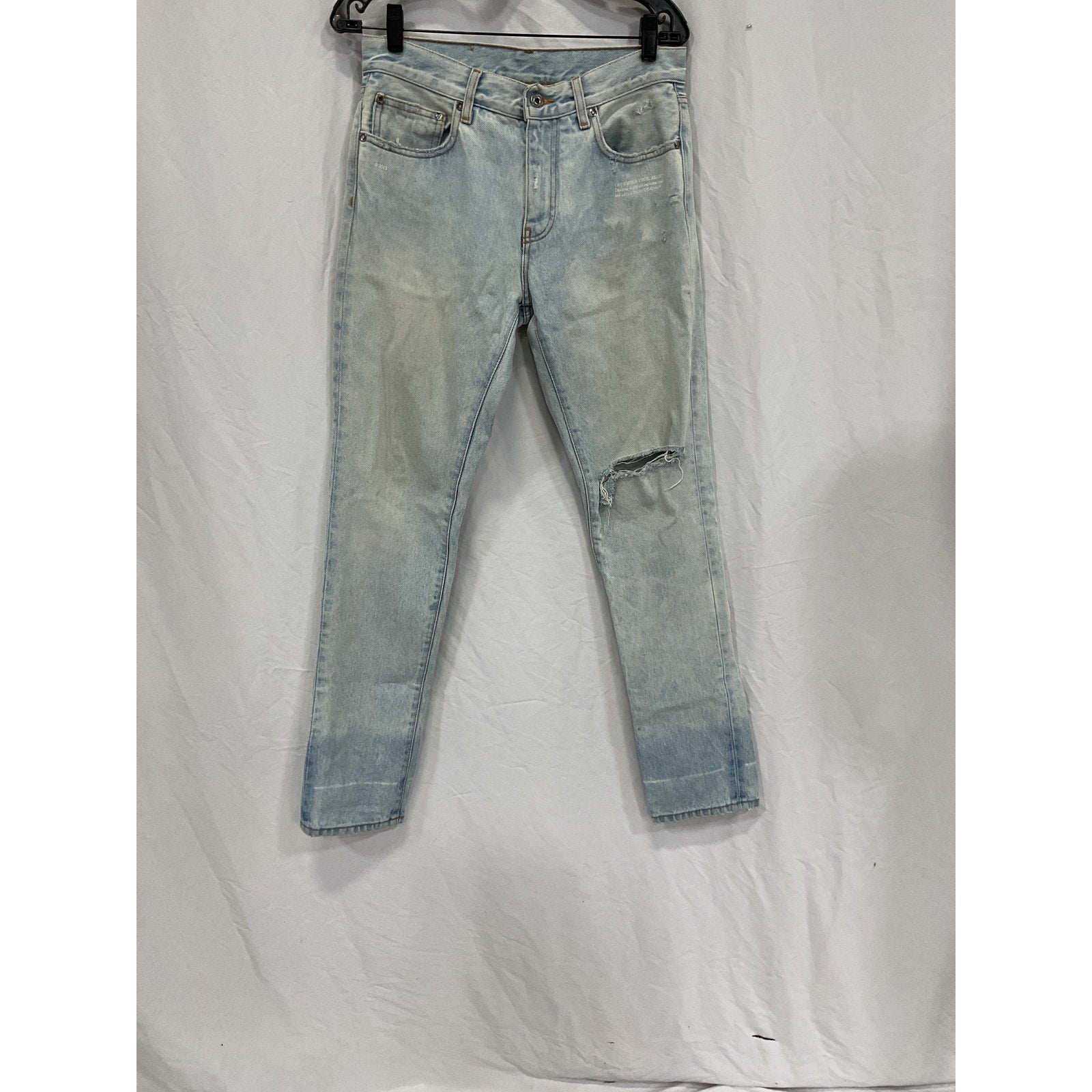 Off-White 'Distressed' Blue Skinny Denim Jean Size 30