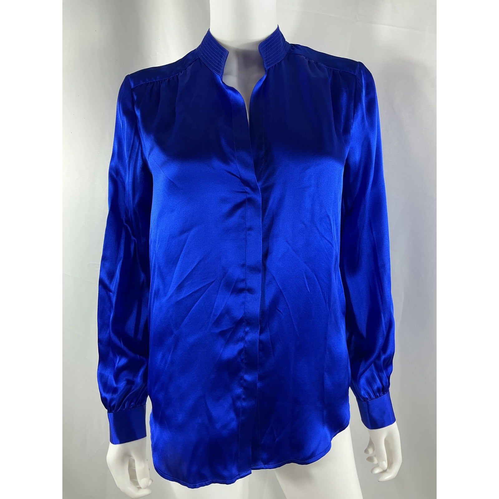 L'Agence 'Bianca' Blue Silk Collar Blouse Size XS - NWT