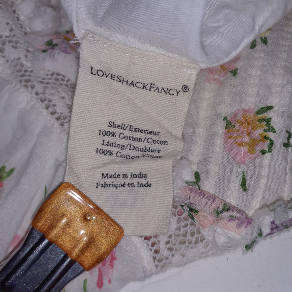 Loveshackfancy 'Abrielle' White Ruffled Floral Mini Skirt Size XS