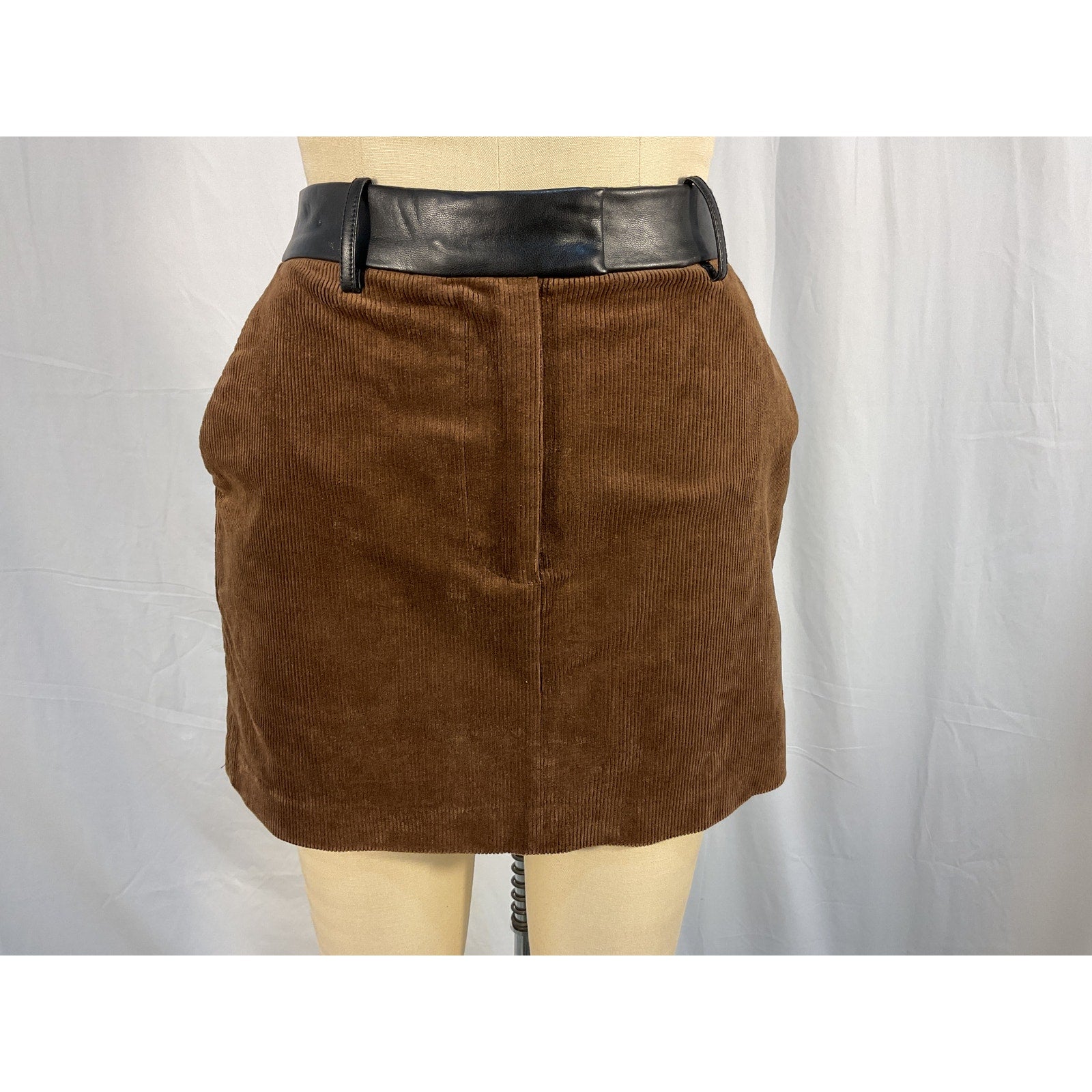 Helsa 'Corduroy' Brown Cotton Mini Skirt Size S