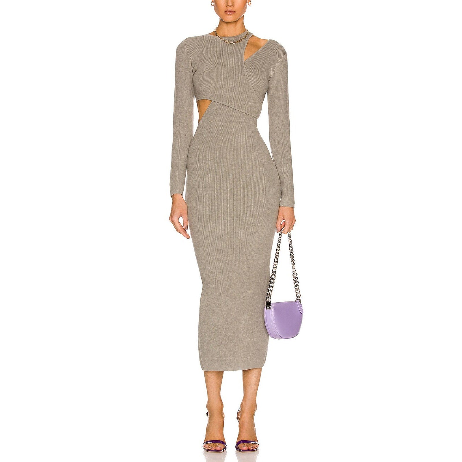 Atoir 'Ellington' Grey Cut Out Back Vent Dress Size XS