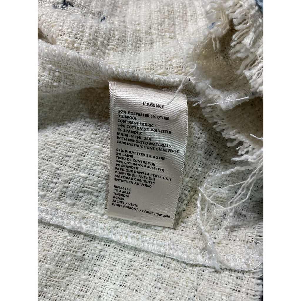 L'Agence 'Agnes' White Tweed Denim Jacket Size XS