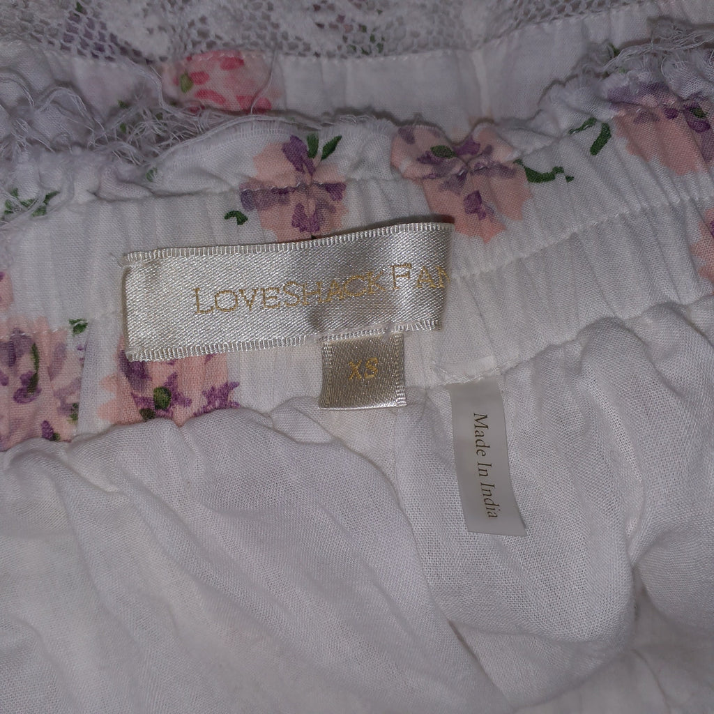 Loveshackfancy 'Abrielle' White Ruffled Floral Mini Skirt Size XS