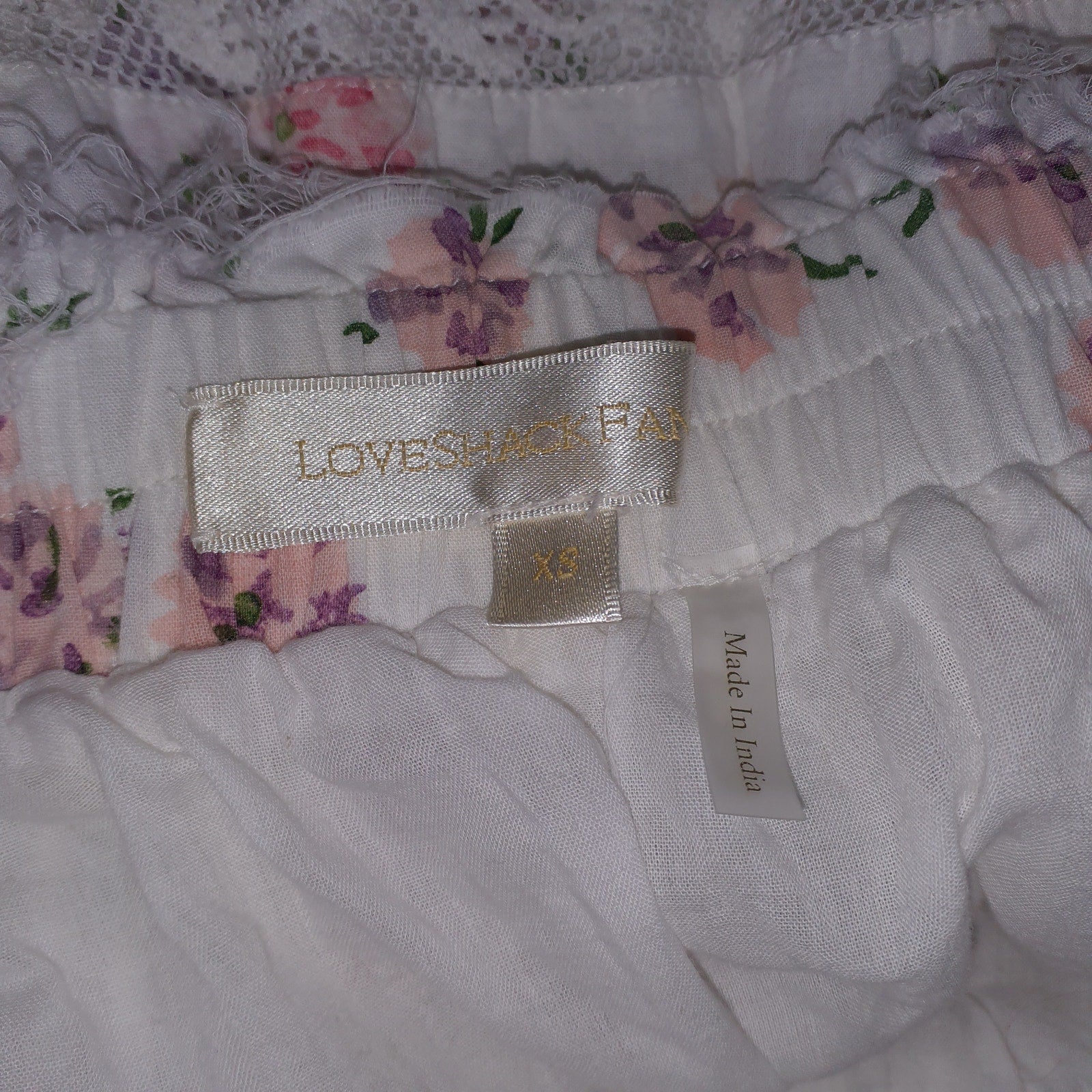 Loveshackfancy 'Abrielle' White Ruffled Floral Mini Skirt Size XS