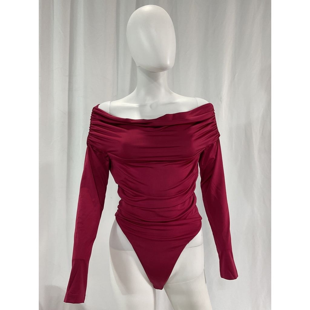 Nookie 'Element' Pink Off Shoulder Thong Back Bodysuit Size M - NWT