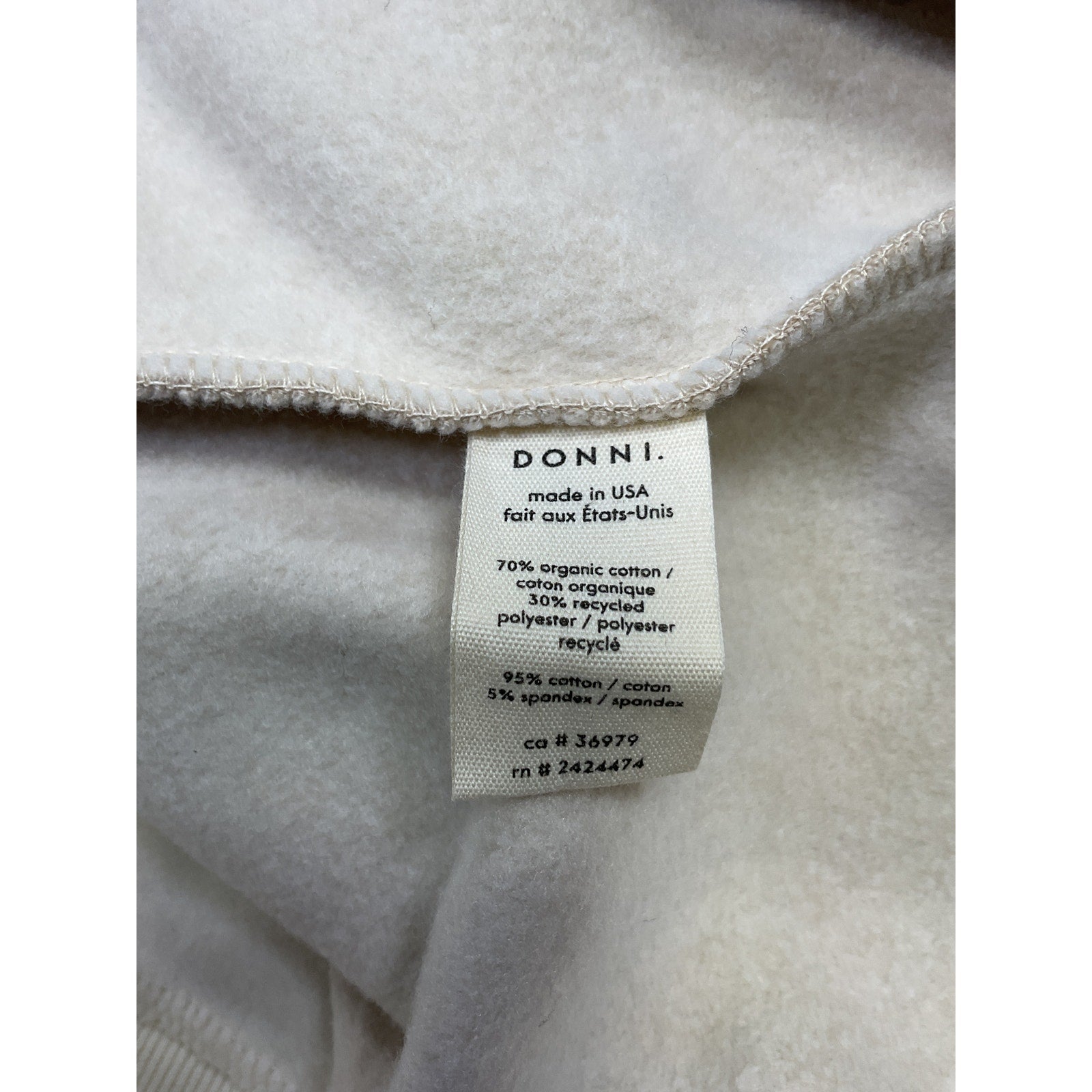 Donni. Eco-Fleece Tan Cotton Duo Zip Up Cardigan Size M
