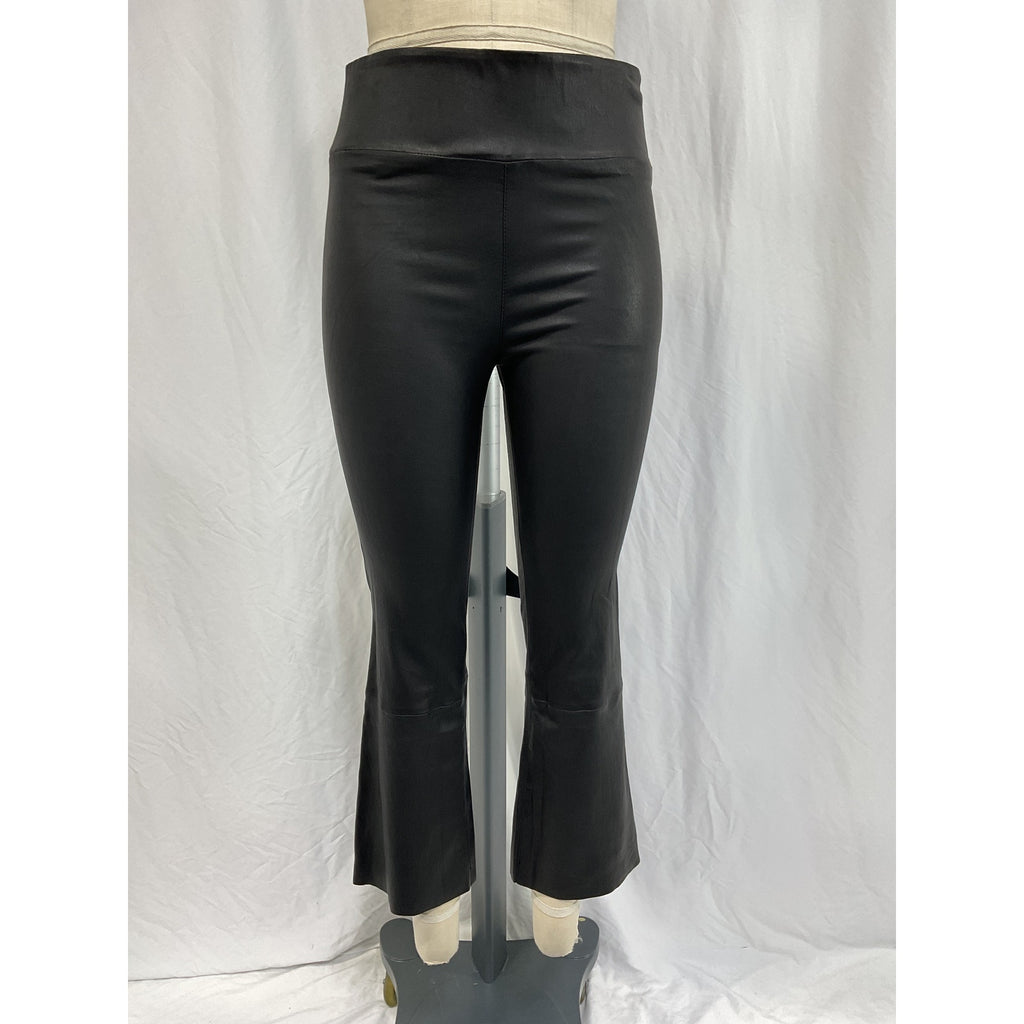 Sprwmn Crop Flare Black Leather Legging Size L