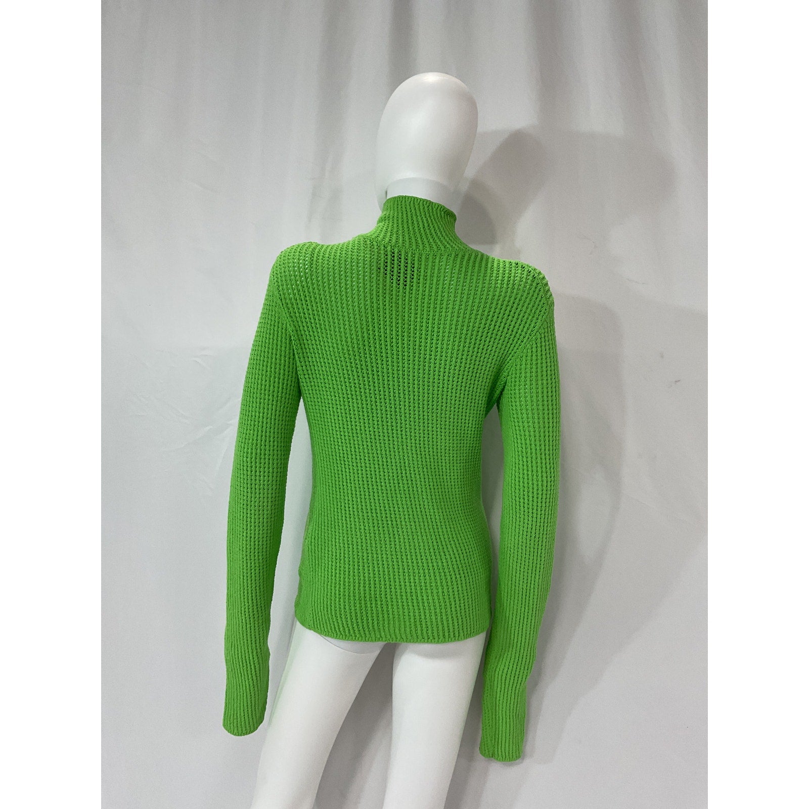 Nanushka 'Senna' Green Open-Knit Cotton-Blend Turtleneck Sweater Size M