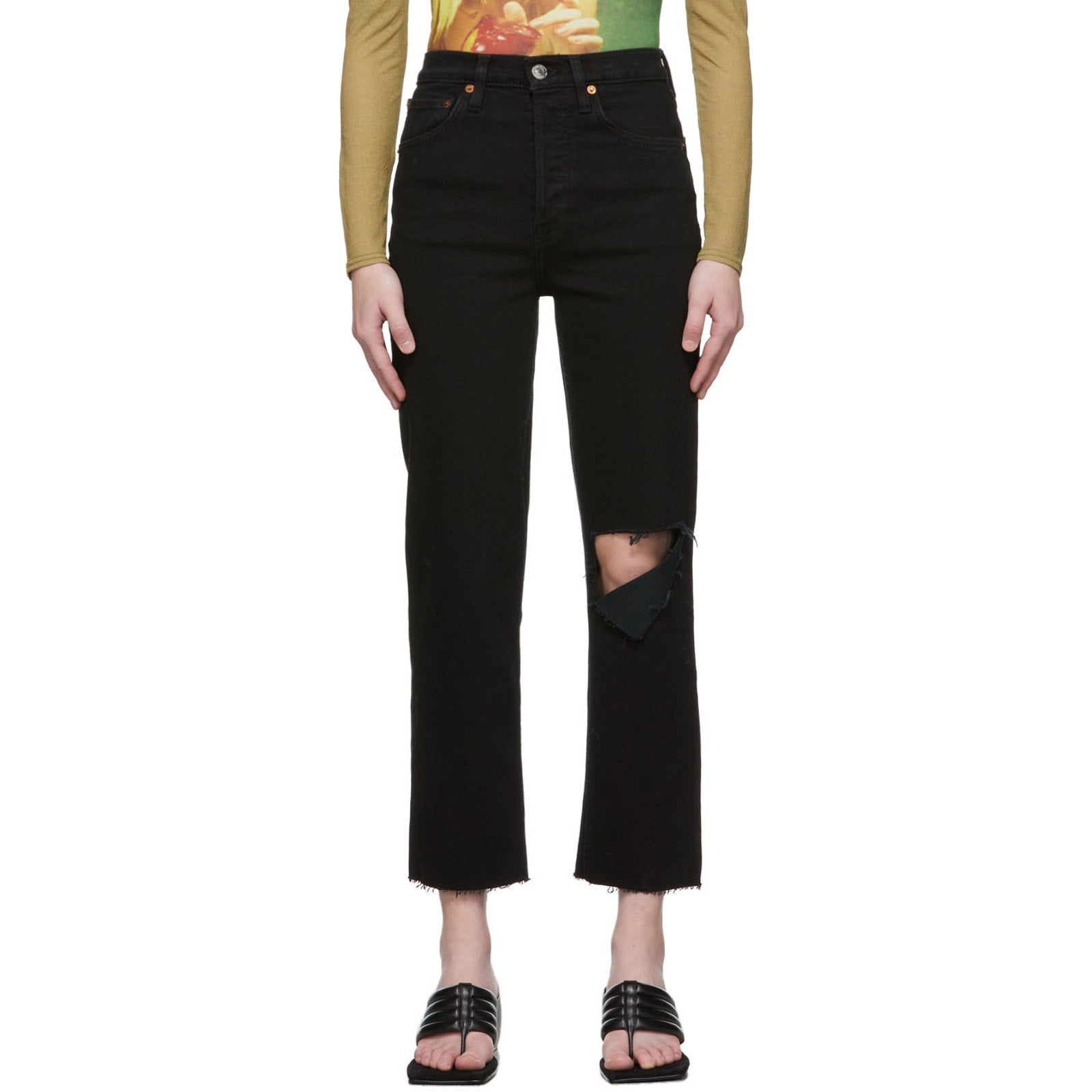 Re/Done '70's' Black Stove Pipe Denim Jeans Size 30 - NWT