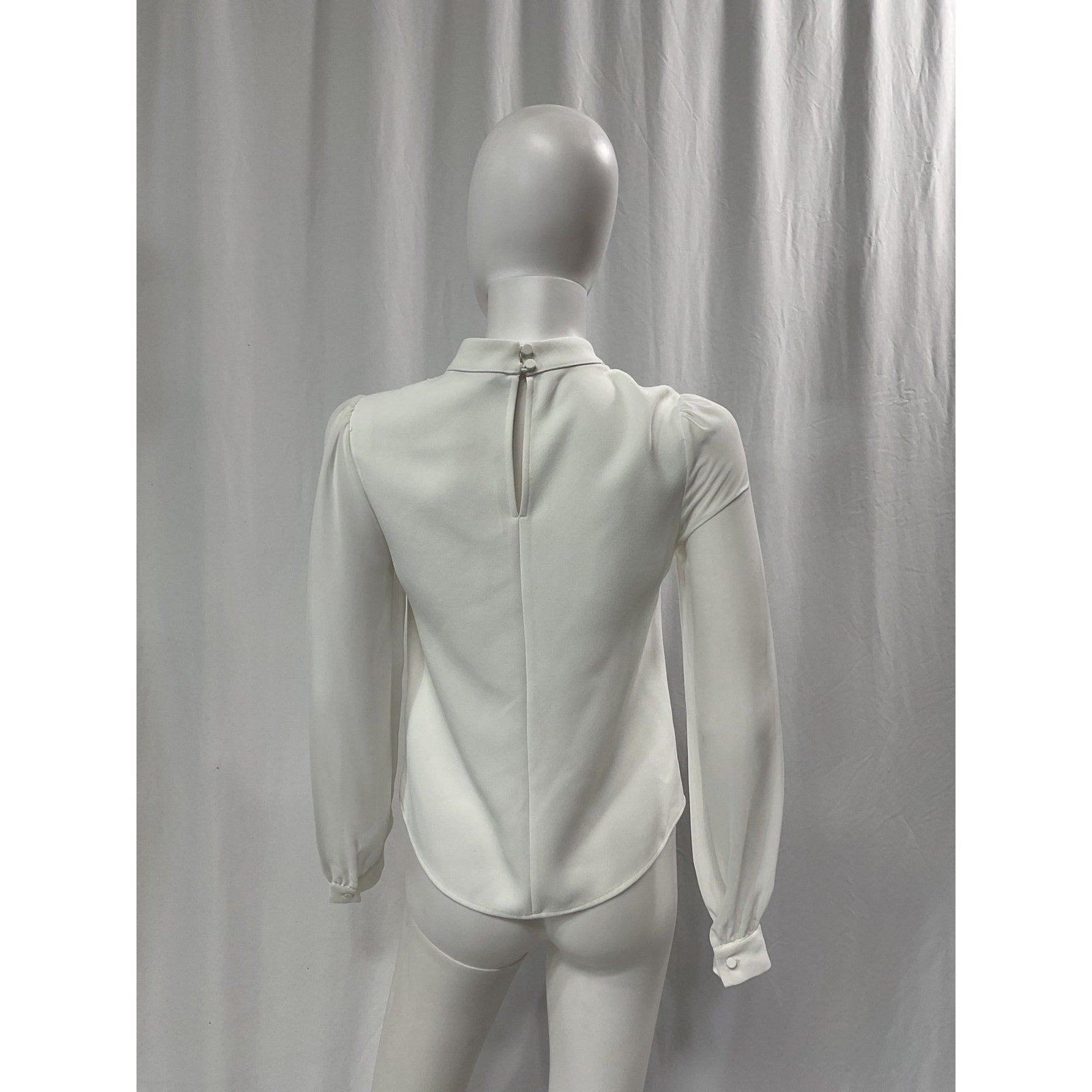 Self-Portrait 'Crystal' White Chiffon Embellished Bow Ruffled Bib Blouse Size 0