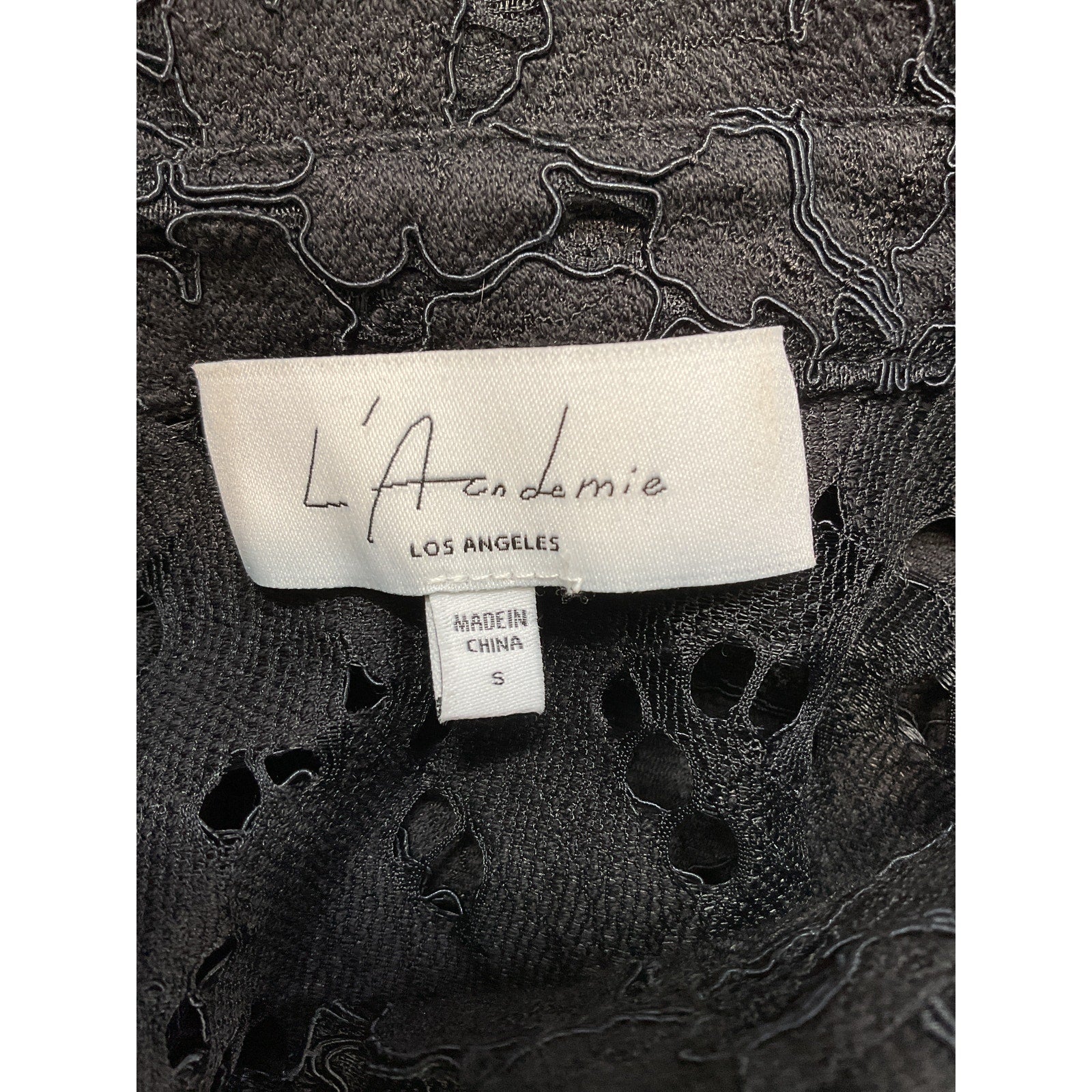L'Academie 'Calla' Black Lace Top Size S