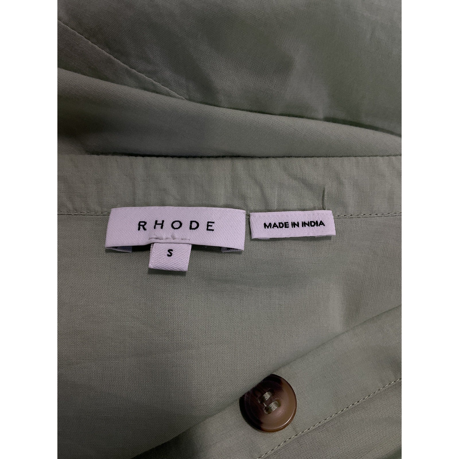 Rhode 'Emanne' Green Gathered Cotton-Gauze Mini Dress Size S