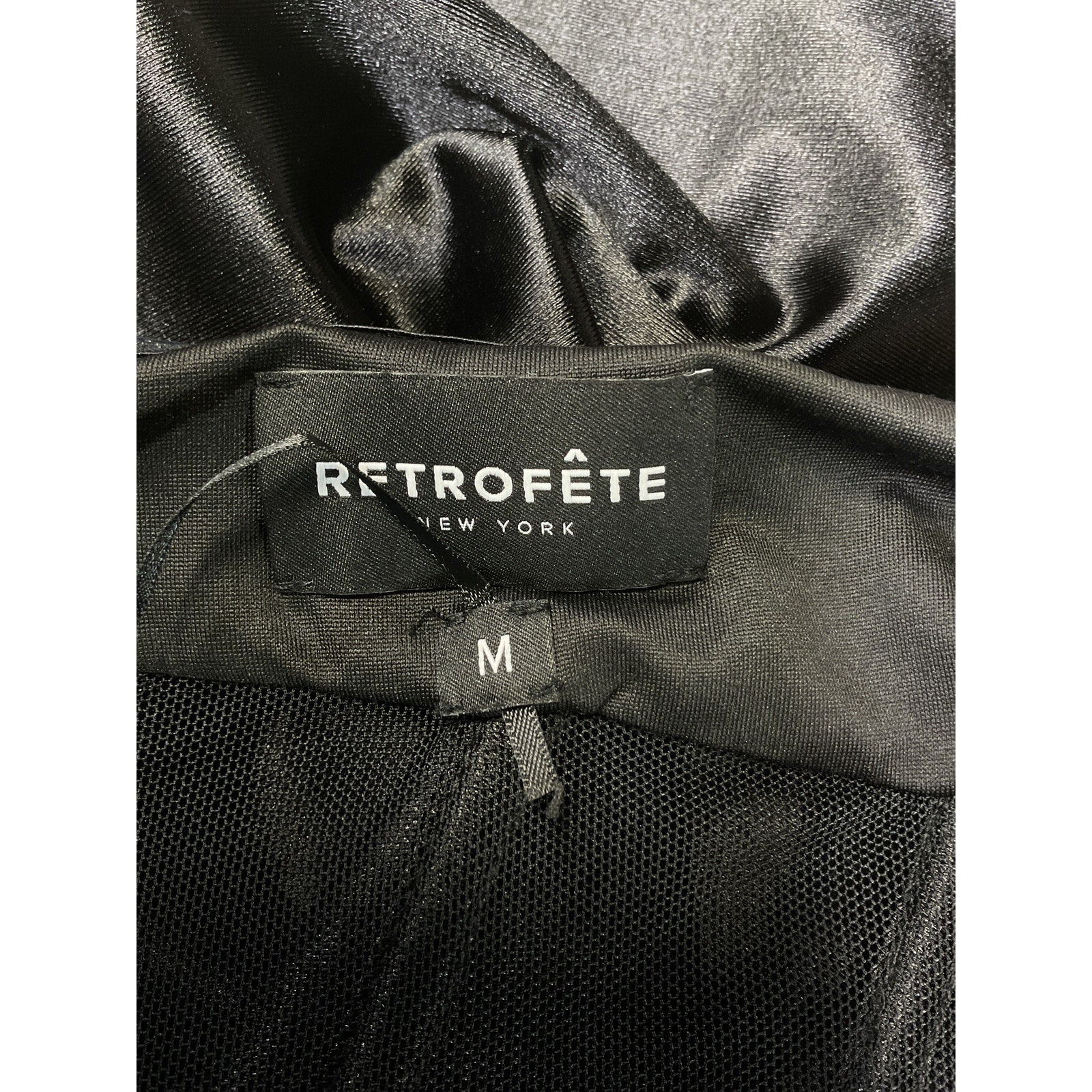 Retrofete 'Baila' Black Satin Dress Size S