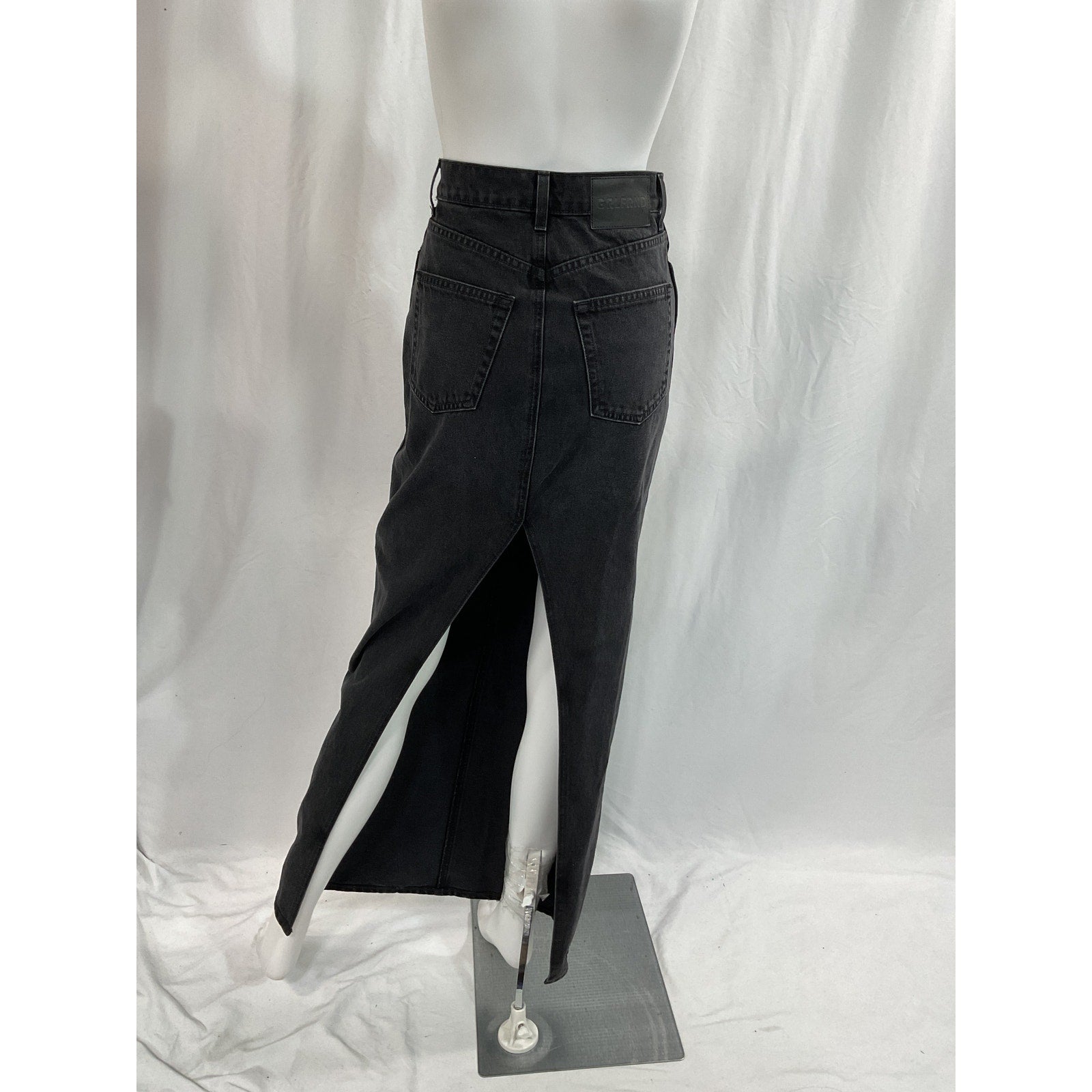 Grlfrnd 'Amara' Black Maxi Pencil Skirt With Back Slit Size 24