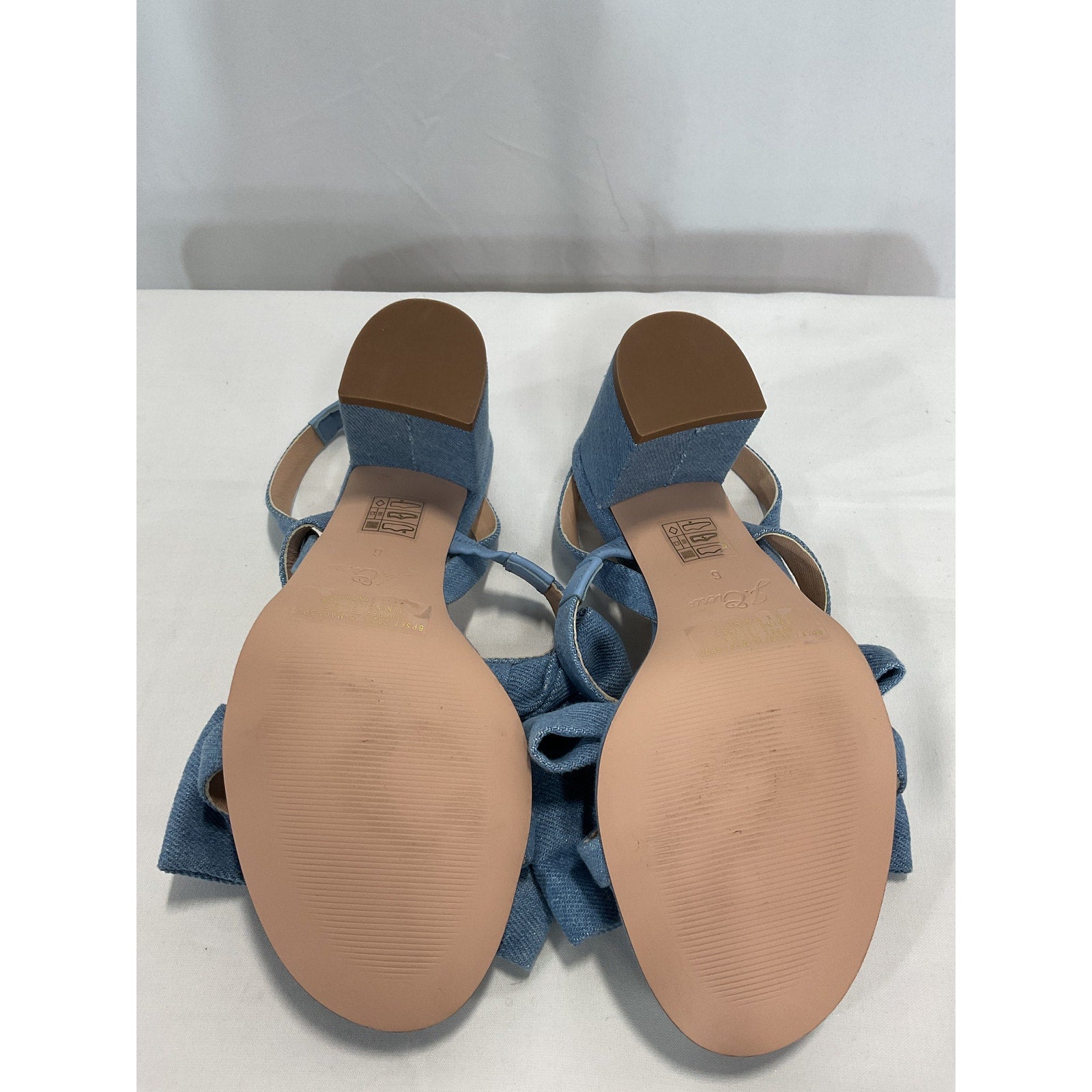 J.Crew 'Lucie Bow ' Blue Cotton Leather Slingback Sandals Size 6