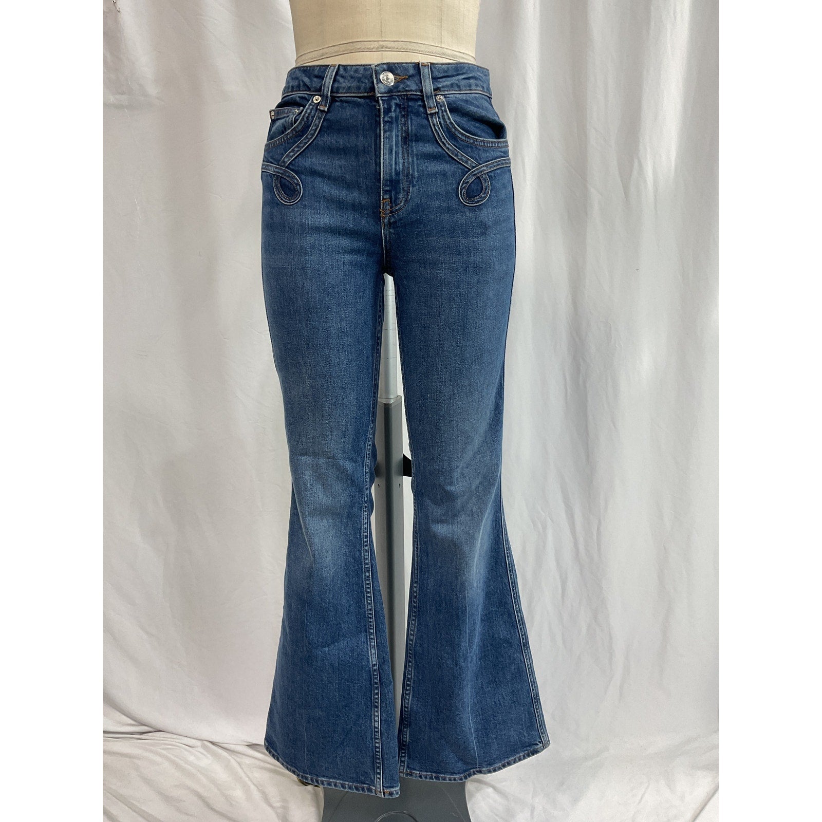 Maje 'Prany' Blue Flared Leg Denim Jeans Size 36