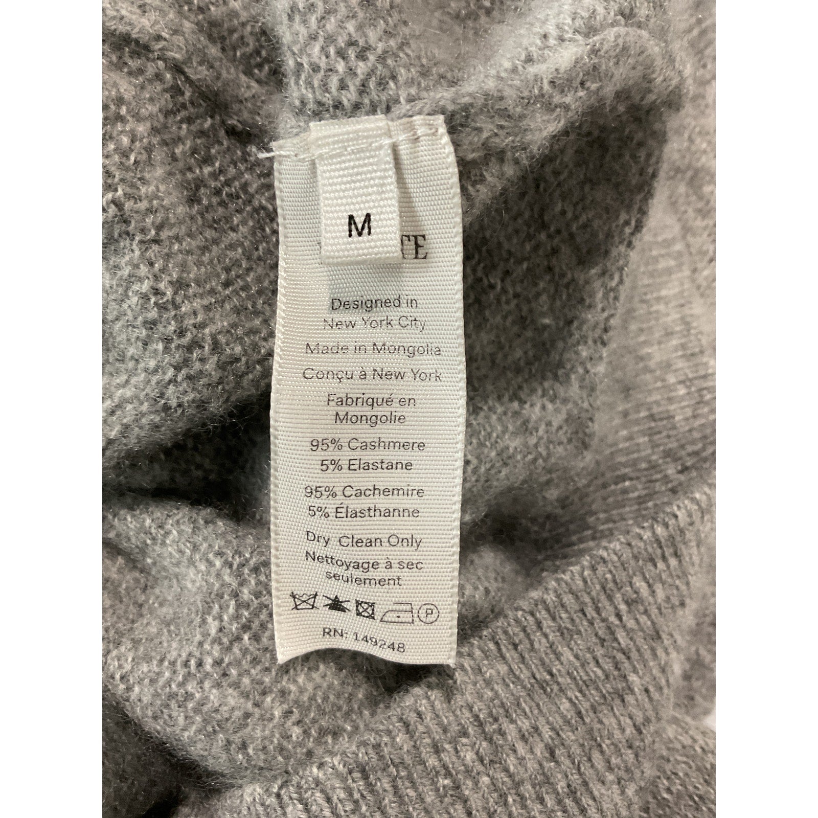 Khaite Shrunken 'Jo' Grey Cashmere Sweater Size M
