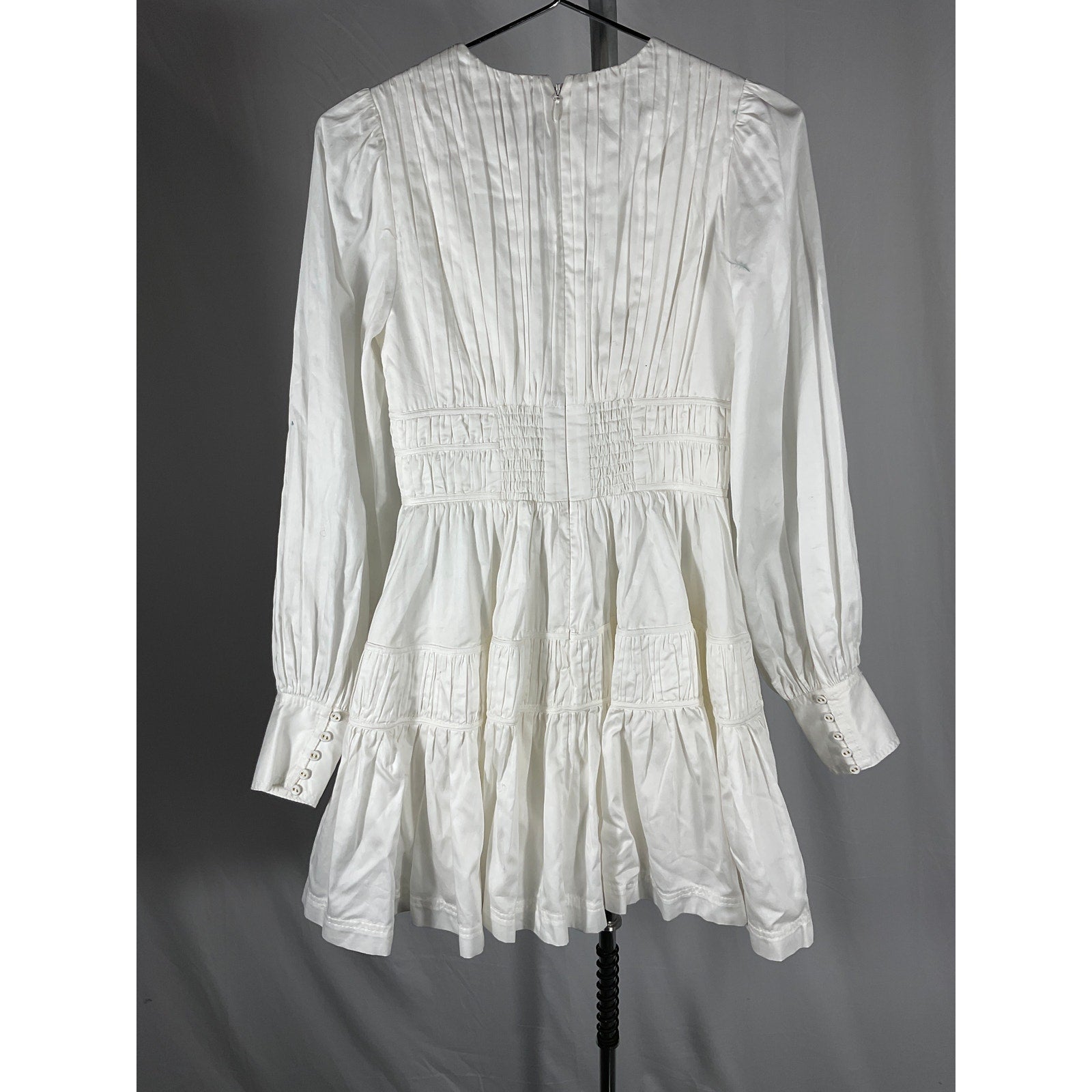 Aje 'Fallingwater' White Cotton Ruched Mini Dress Size 6