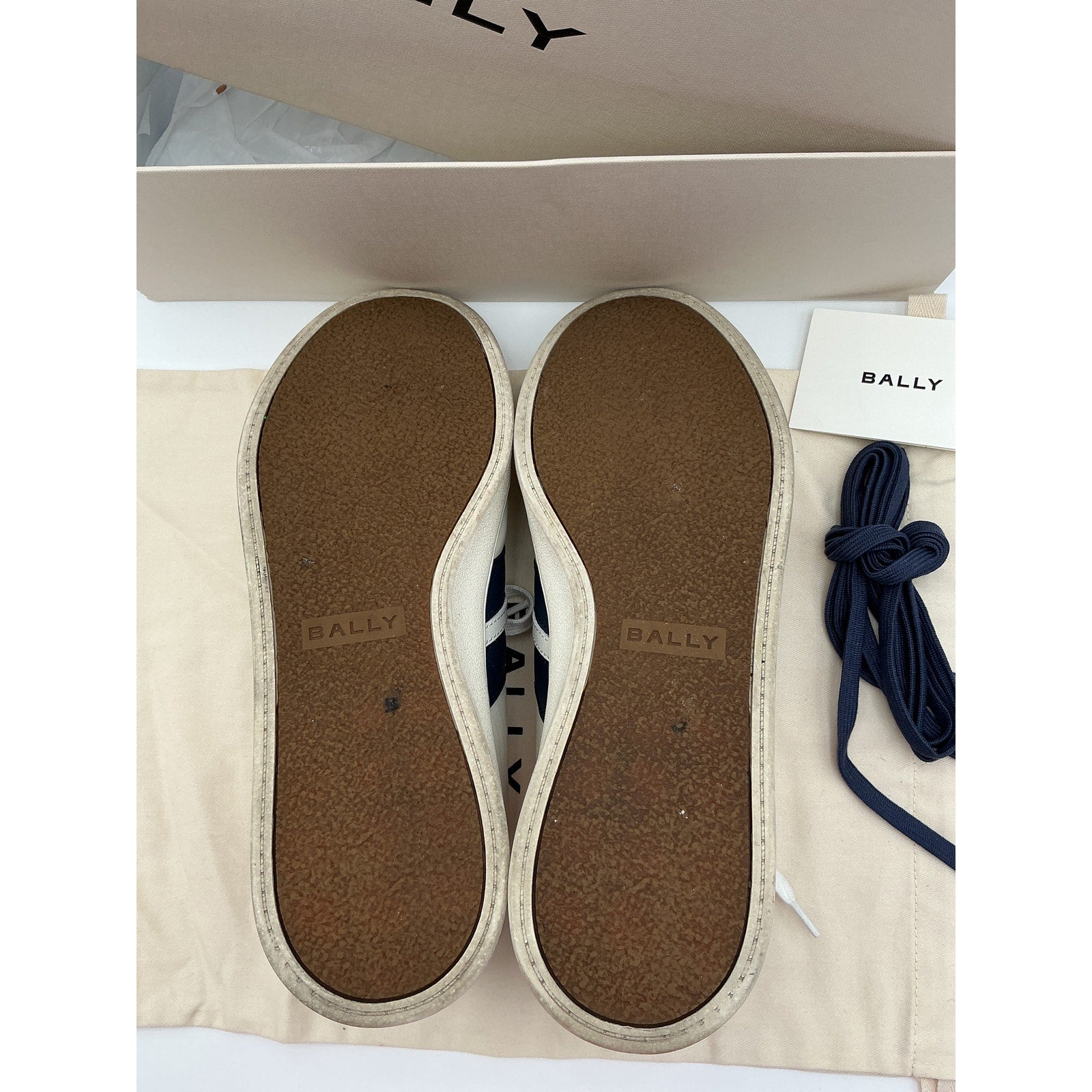 Bally 'Tyger' White Leather Low Top Sneakers Size 9.5