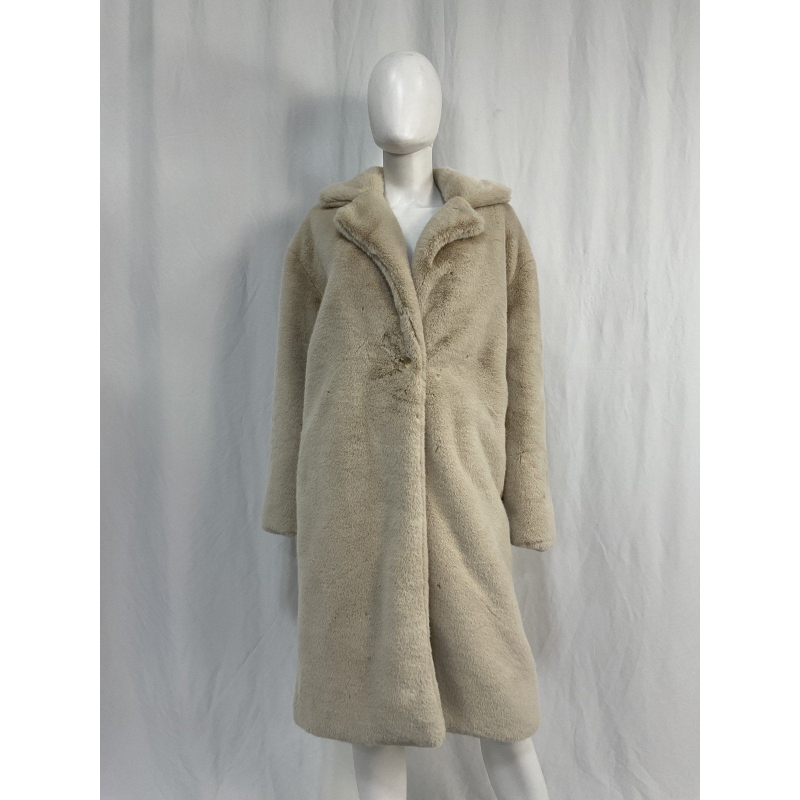 Sprwmn Faux Fur Beige Polyester Long Coat Size XS