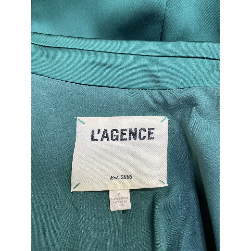 L'Agence 'Chamberlain' Green Acetate Blazer Size 2