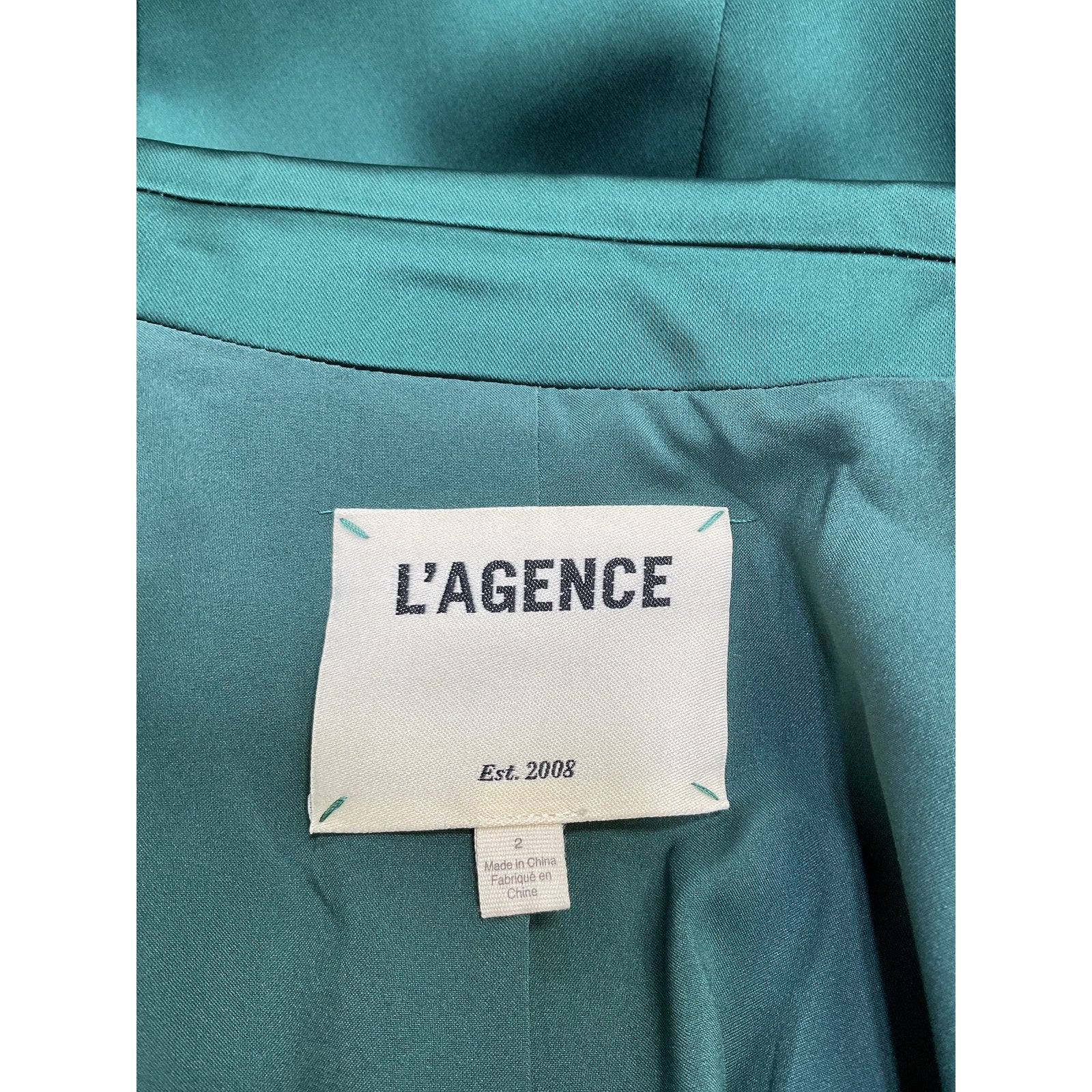 L'Agence 'Chamberlain' Green Acetate Blazer Size 2