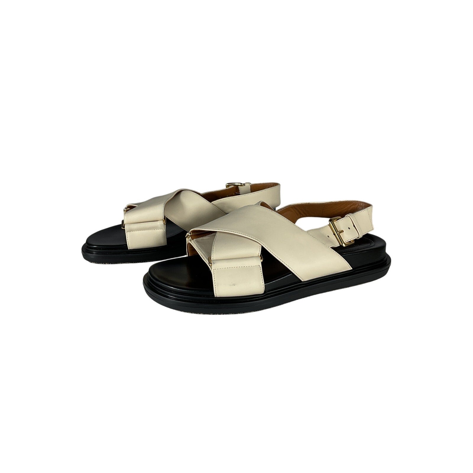 Marni Black Calfskin Leather Fussbett Sandals Size 9