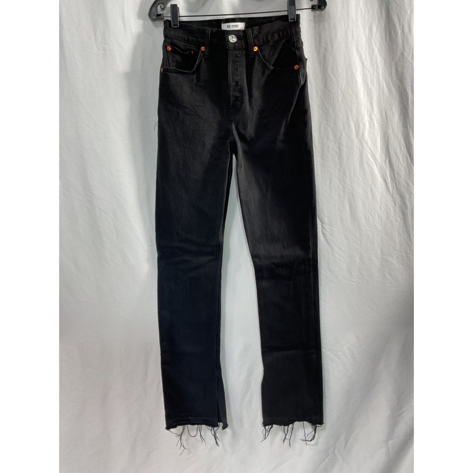 Re/Done '70S' Black Cotton High Rise Skinny Boot Denim Jean Size 25