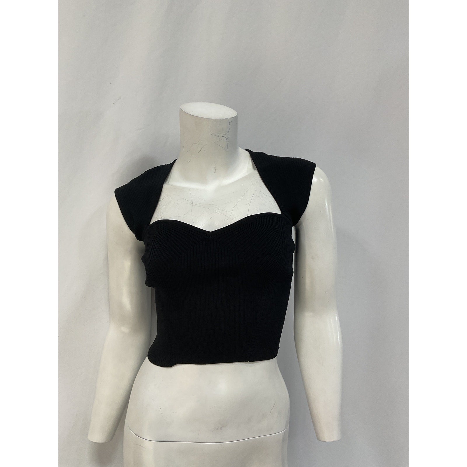 Simkhai 'Abia' Black Cropped Cap Sleeve Tee Size XS