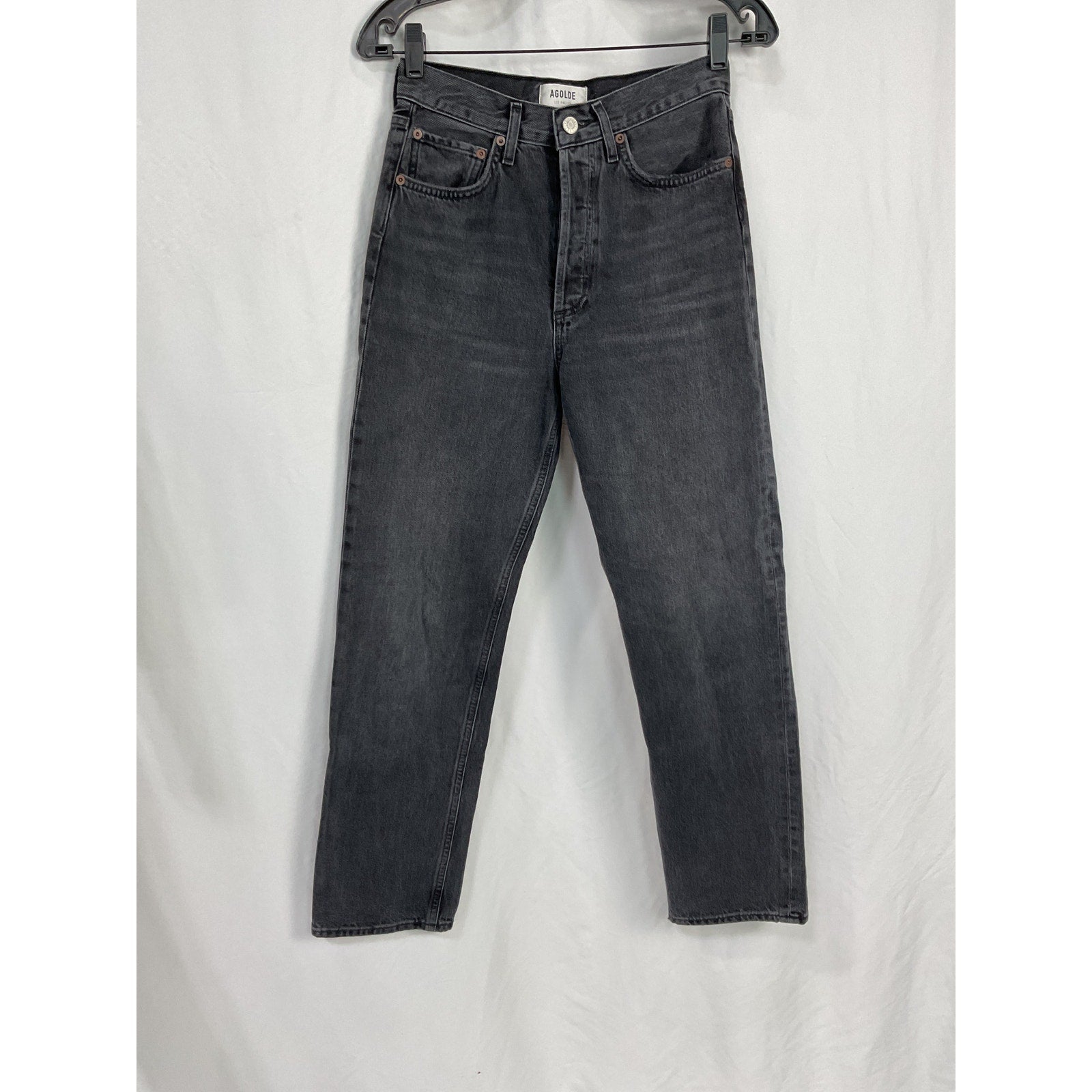 Agolde '90'S' Black Cotton Mid Rise Loose Denim Jean Size 24