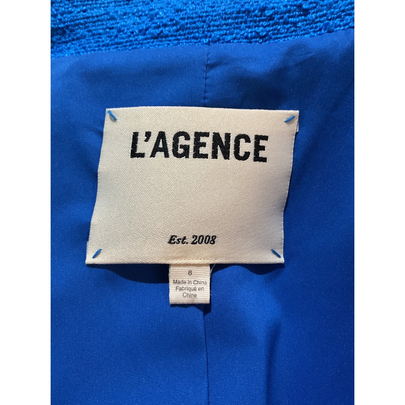L'Agence 'Chamberlain' Blue Polyurethane Blazer Size 6