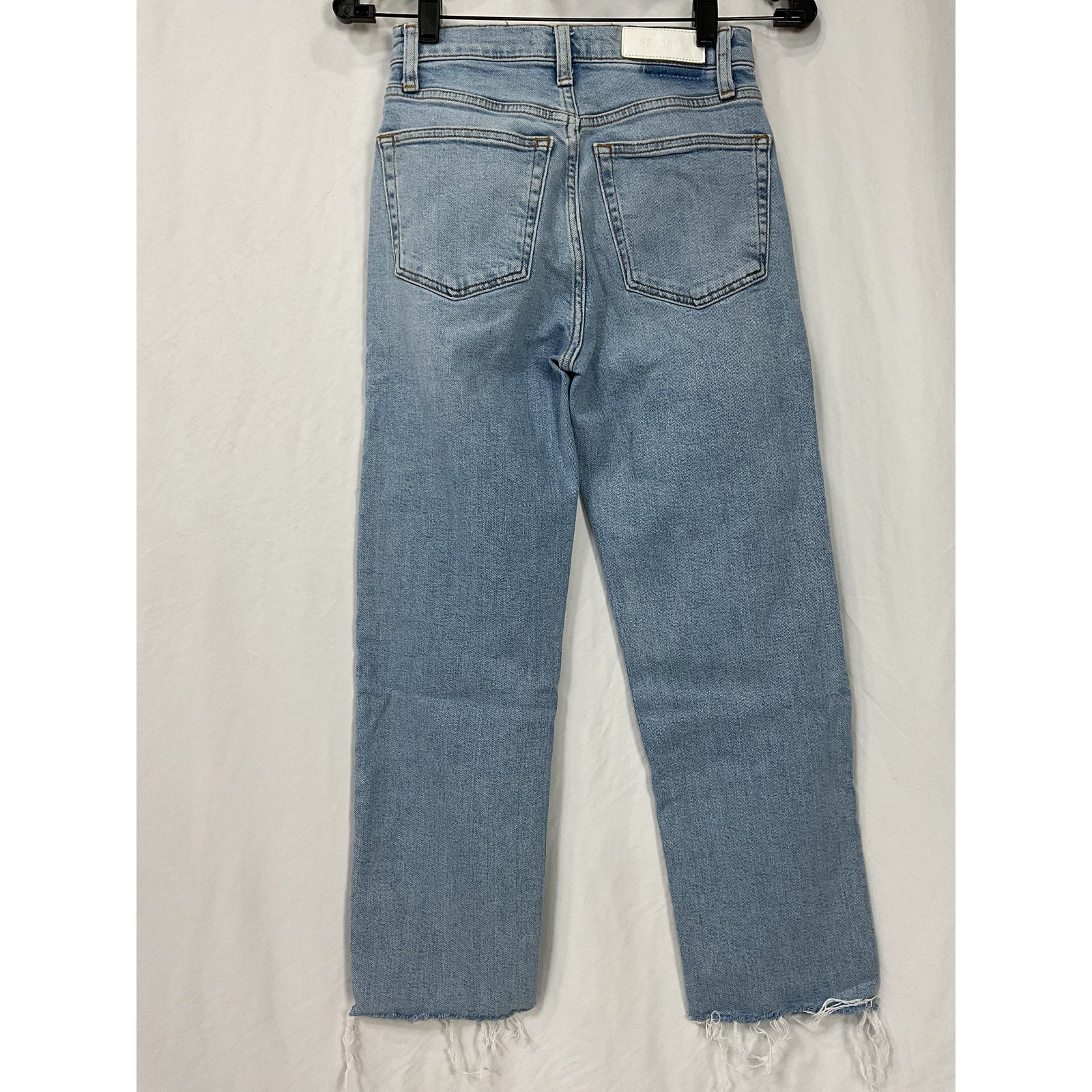Re/Done '70S' Blue Cotton Stove Pipe High-Rise Straight Jeans Size 24