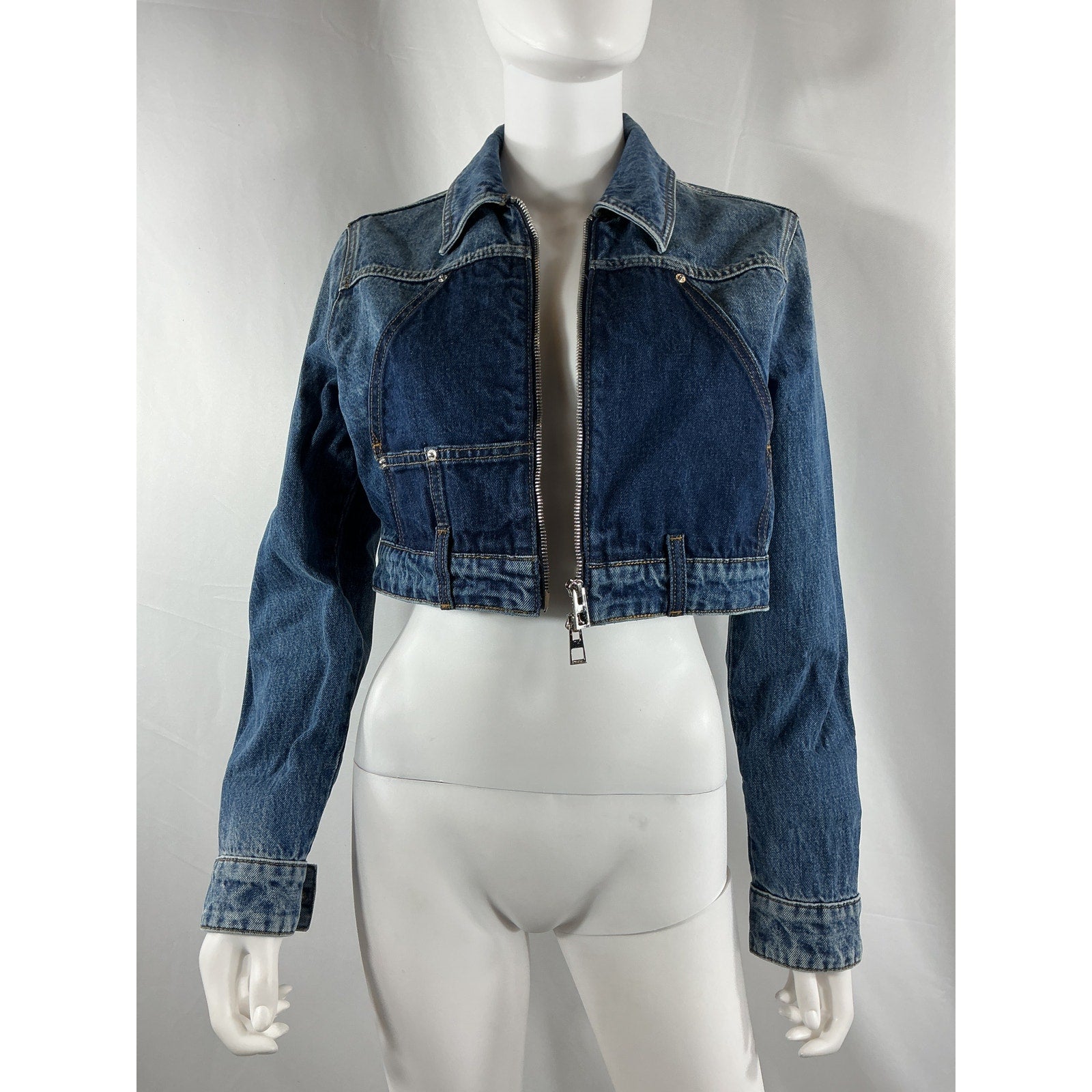 Grlfrnd 'Avery' Blue Cotton Two Tone Utility Jacket Size XS - NWT