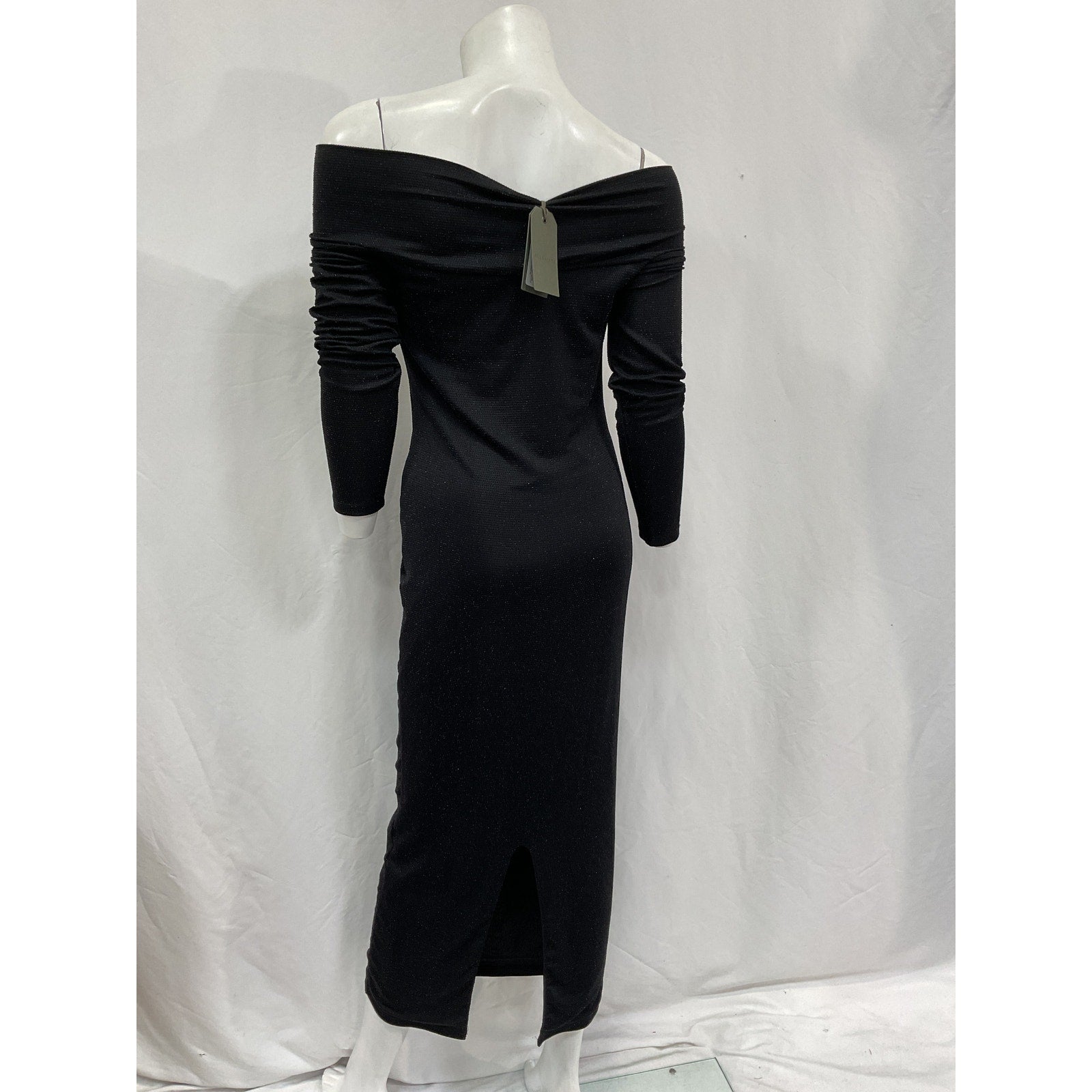 Allsaints 'Delta Shimmer' Black Off Shoulder Dress Size 8 - NWT