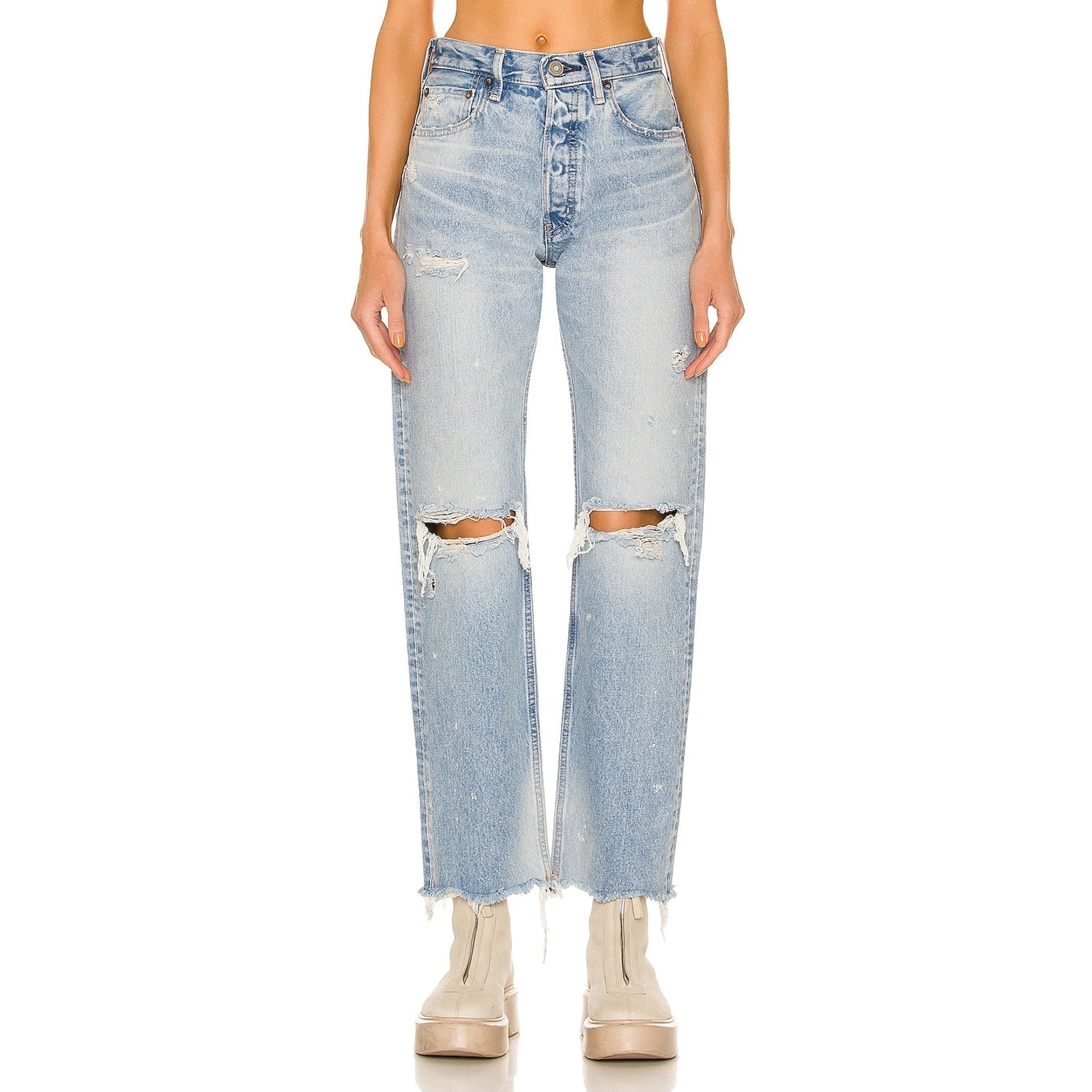 Moussy 'Odessa' Blue Cotton Wide Straight Leg Denim Jean Size 26