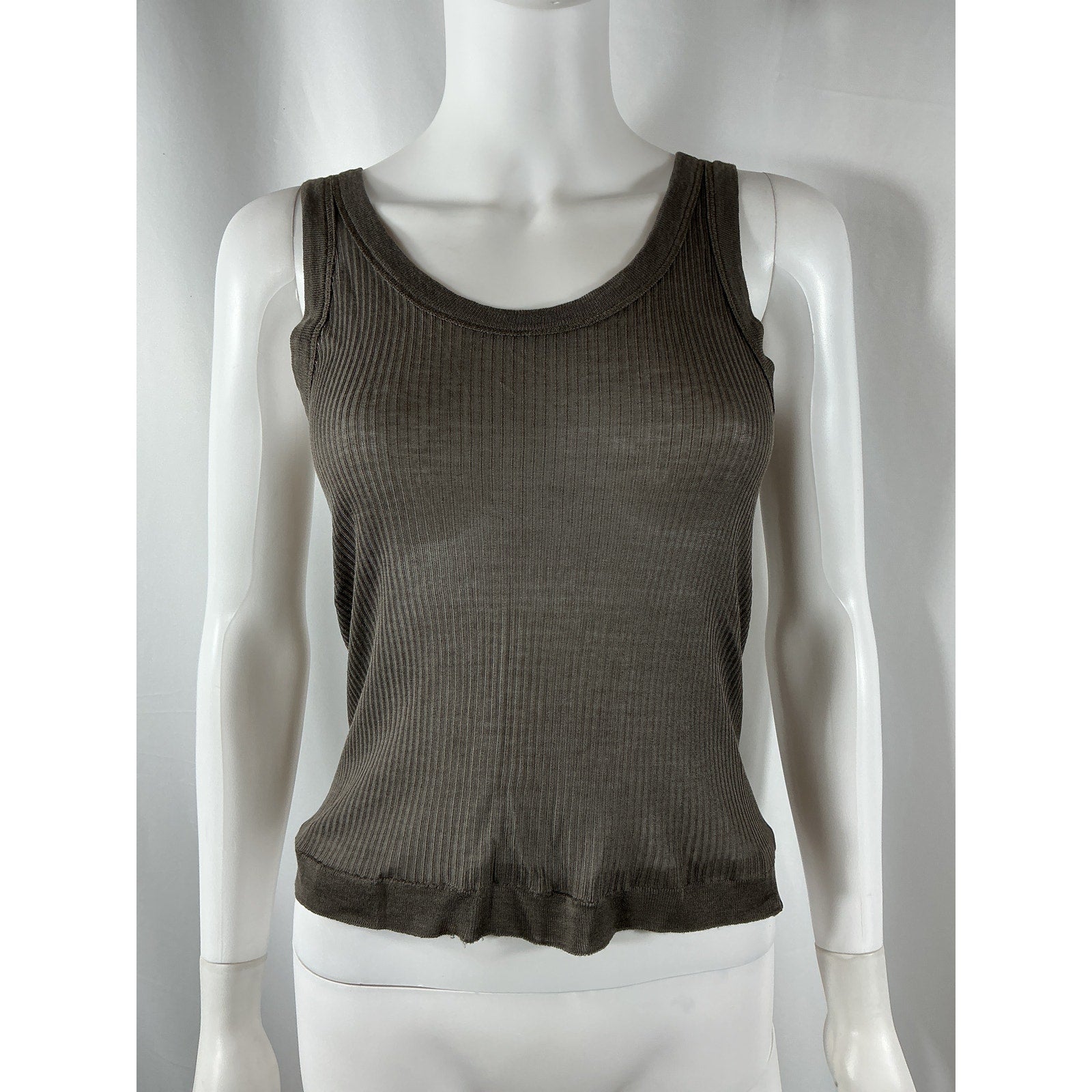 Lemaire Seamless Brown Viscose Ribbed Tank Top Size S