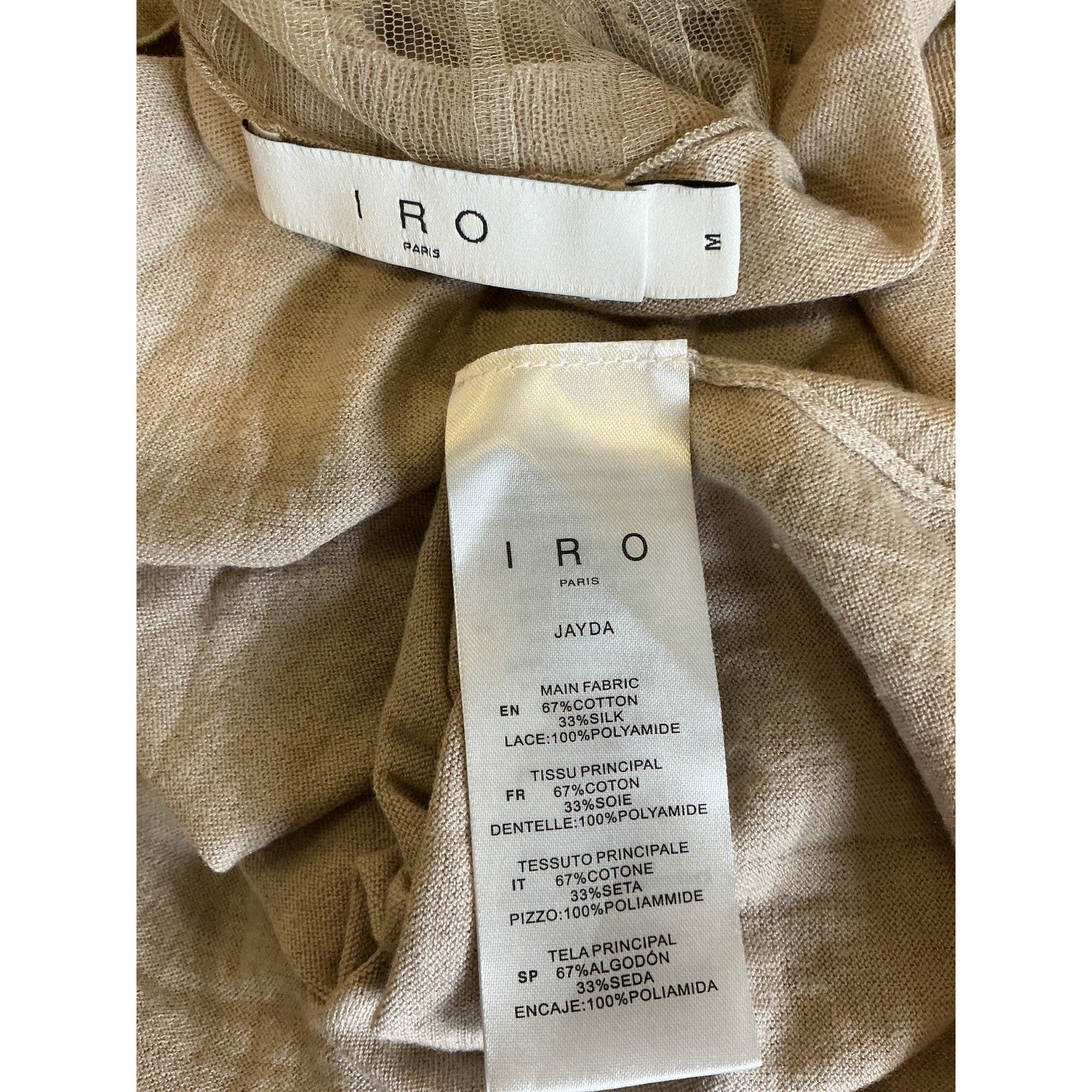 Iro 'Jayda' Tan Cotton Top Size M
