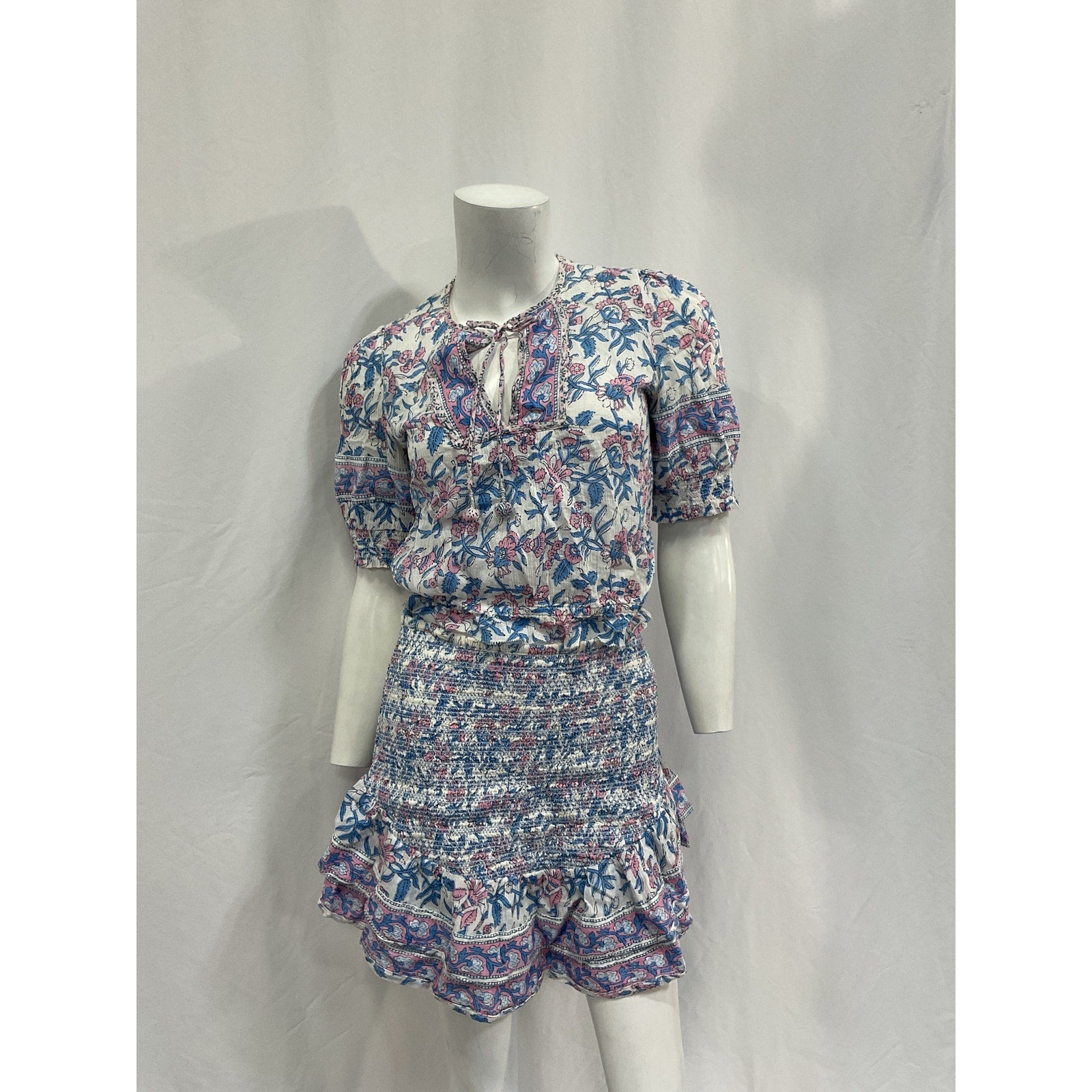 Saylor 'Katrina' Blue Cotton Skirt And Top Set Size S