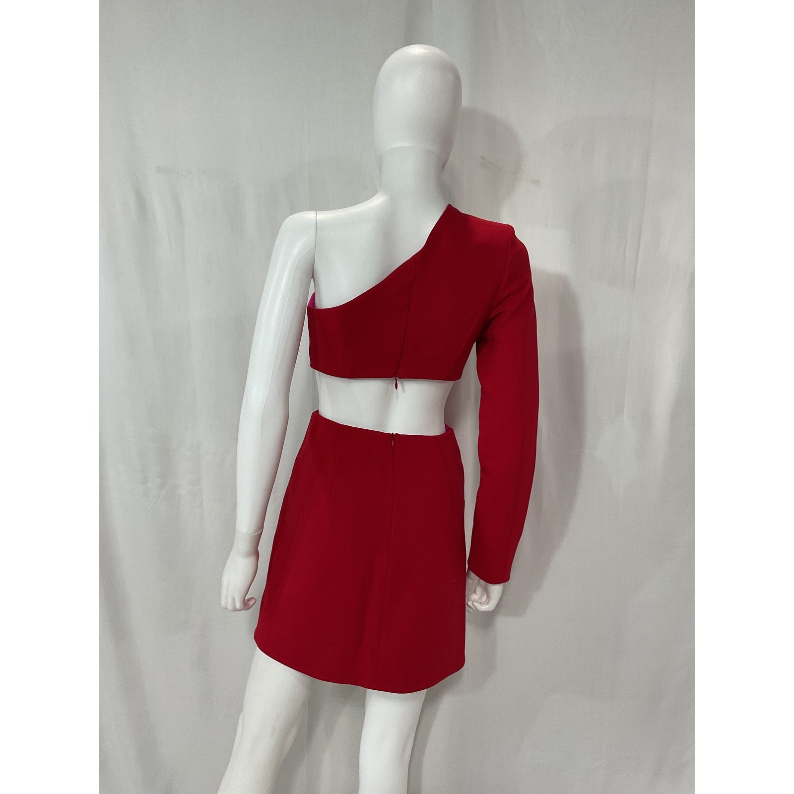 Patbo One Sleeve Pink Crepe Cut Out Mini Dress Size 0